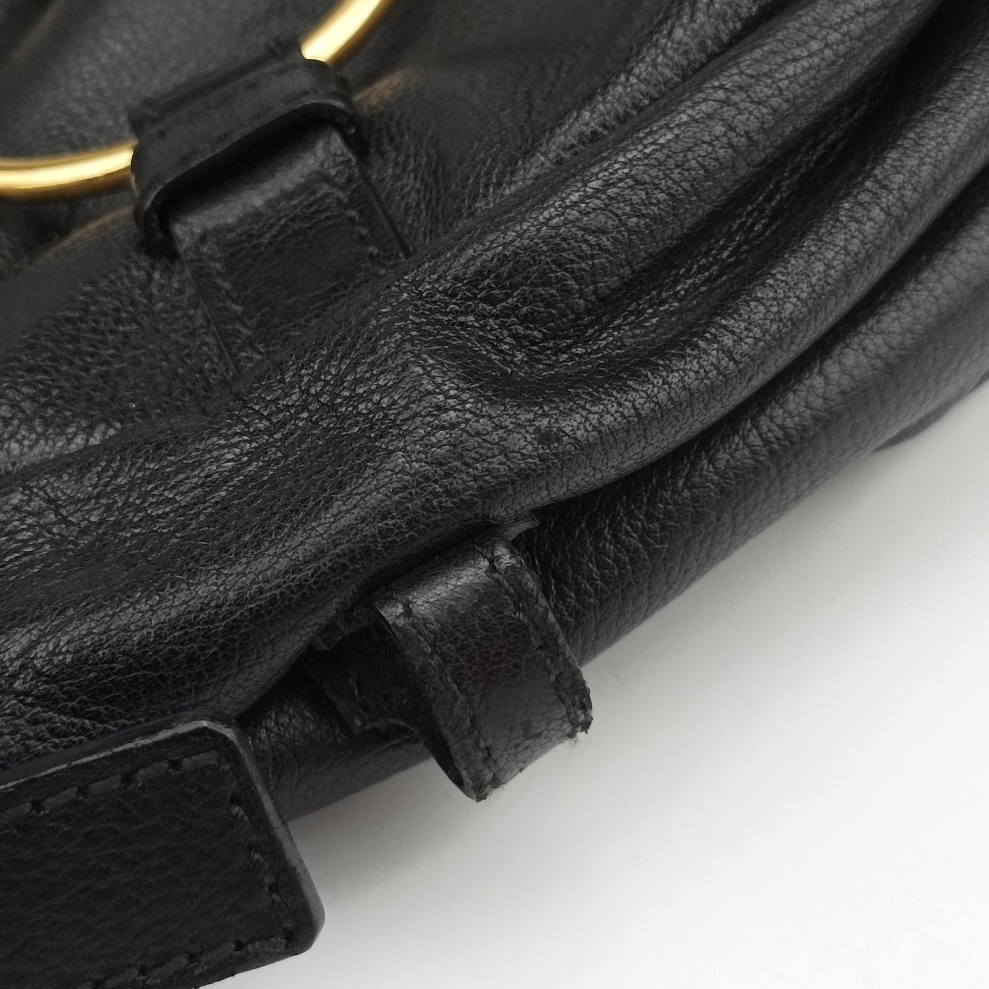 Pre-owned Yves Saint Laurent Saharienne Black Leather 139259 shoulderbag | stylenewstar