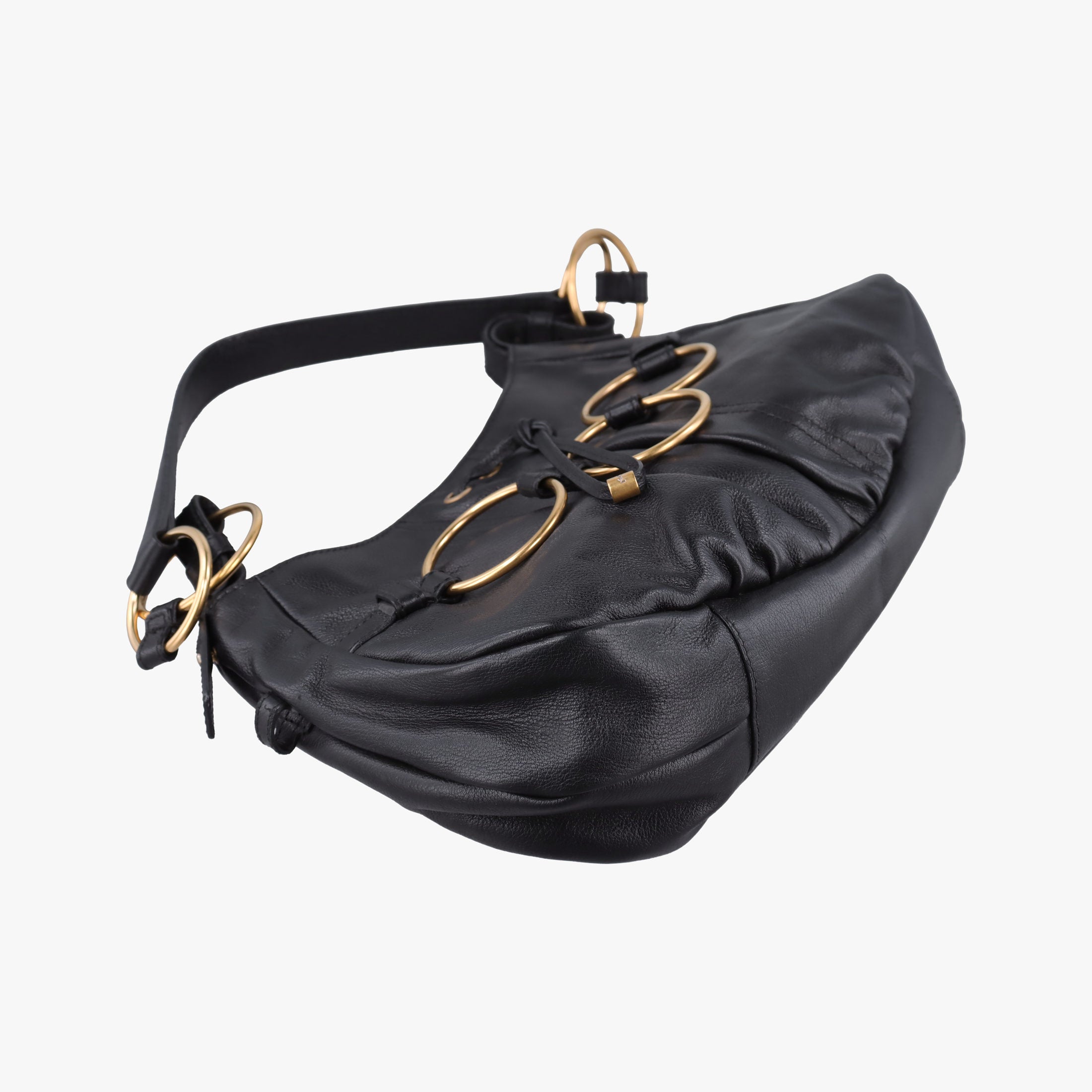 Pre-owned Yves Saint Laurent Saharienne Black Leather 139259 shoulderbag | stylenewstar