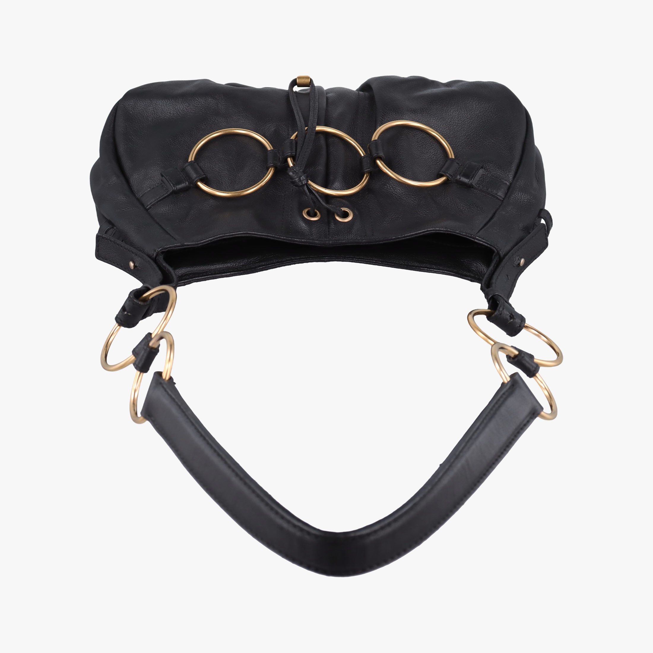 Pre-owned Yves Saint Laurent Saharienne Black Leather 139259 shoulderbag | stylenewstar