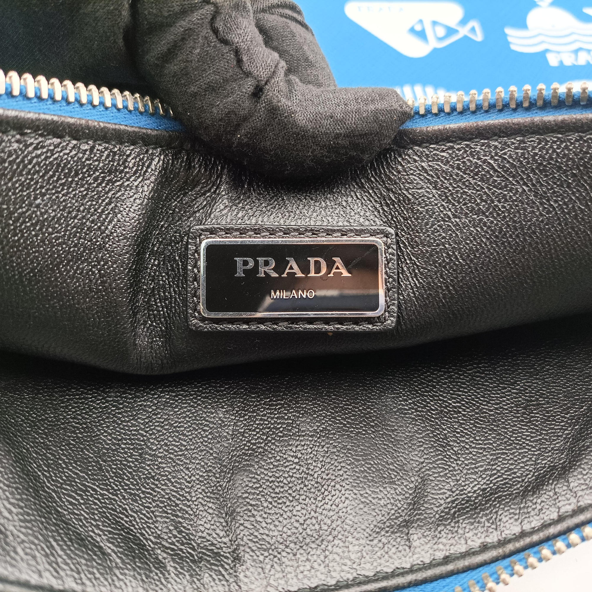 Vintage Prada Marine Taste Blue Saffiano leather  shoulderbag | stylenewstar