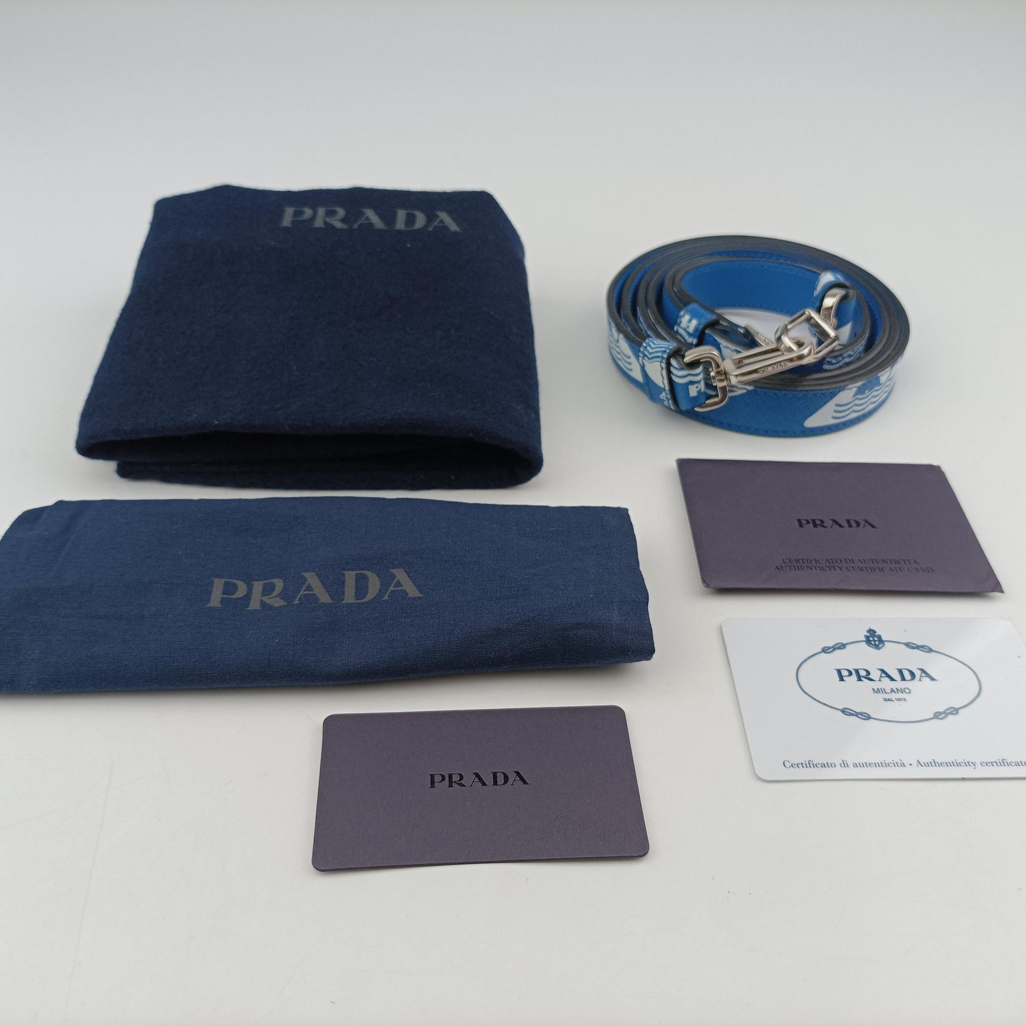 Vintage Prada Marine Taste Blue Saffiano leather  shoulderbag | stylenewstar