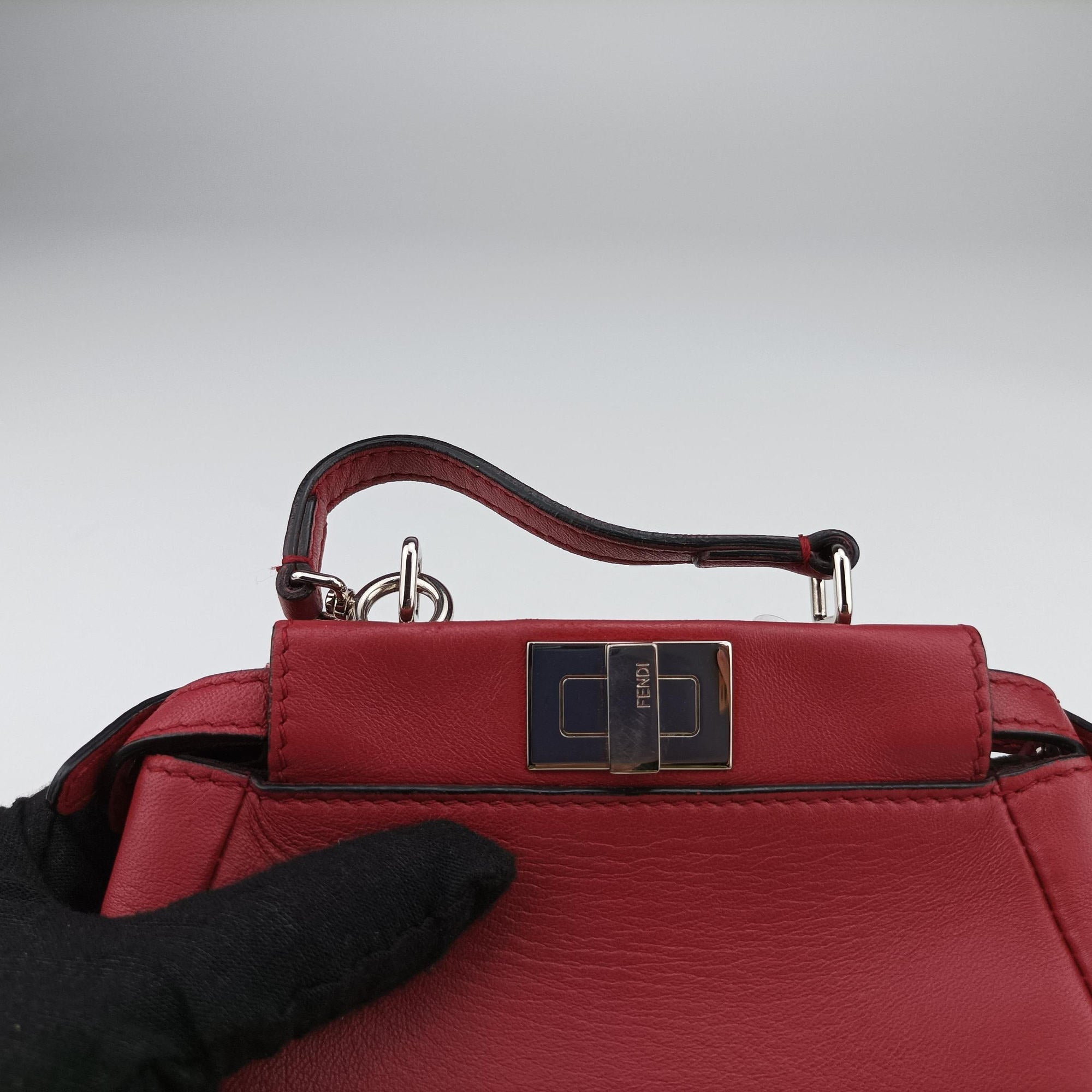 Pre-owned Fendi Micro Peekaboo Red×multi lambskin 8M0355 shoulderbag | stylenewstar