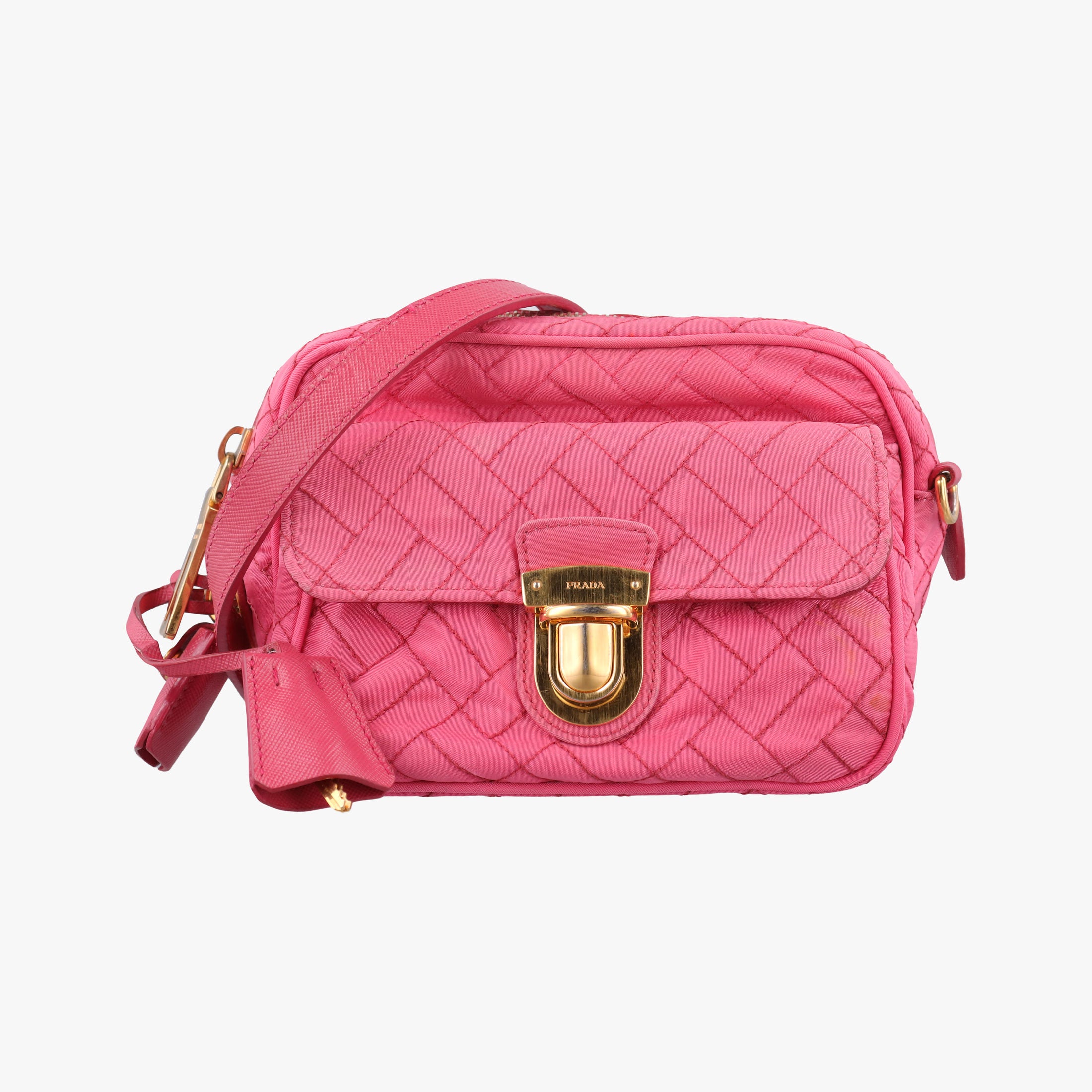 Pre-owned Prada Tessuto Nylon Quilted Impuntu Flap Pink nylon  shoulderbag | stylenewstar