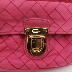 Pre-owned Prada Tessuto Nylon Quilted Impuntu Flap Pink nylon  shoulderbag | stylenewstar