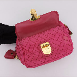 Pre-owned Prada Tessuto Nylon Quilted Impuntu Flap Pink nylon  shoulderbag | stylenewstar