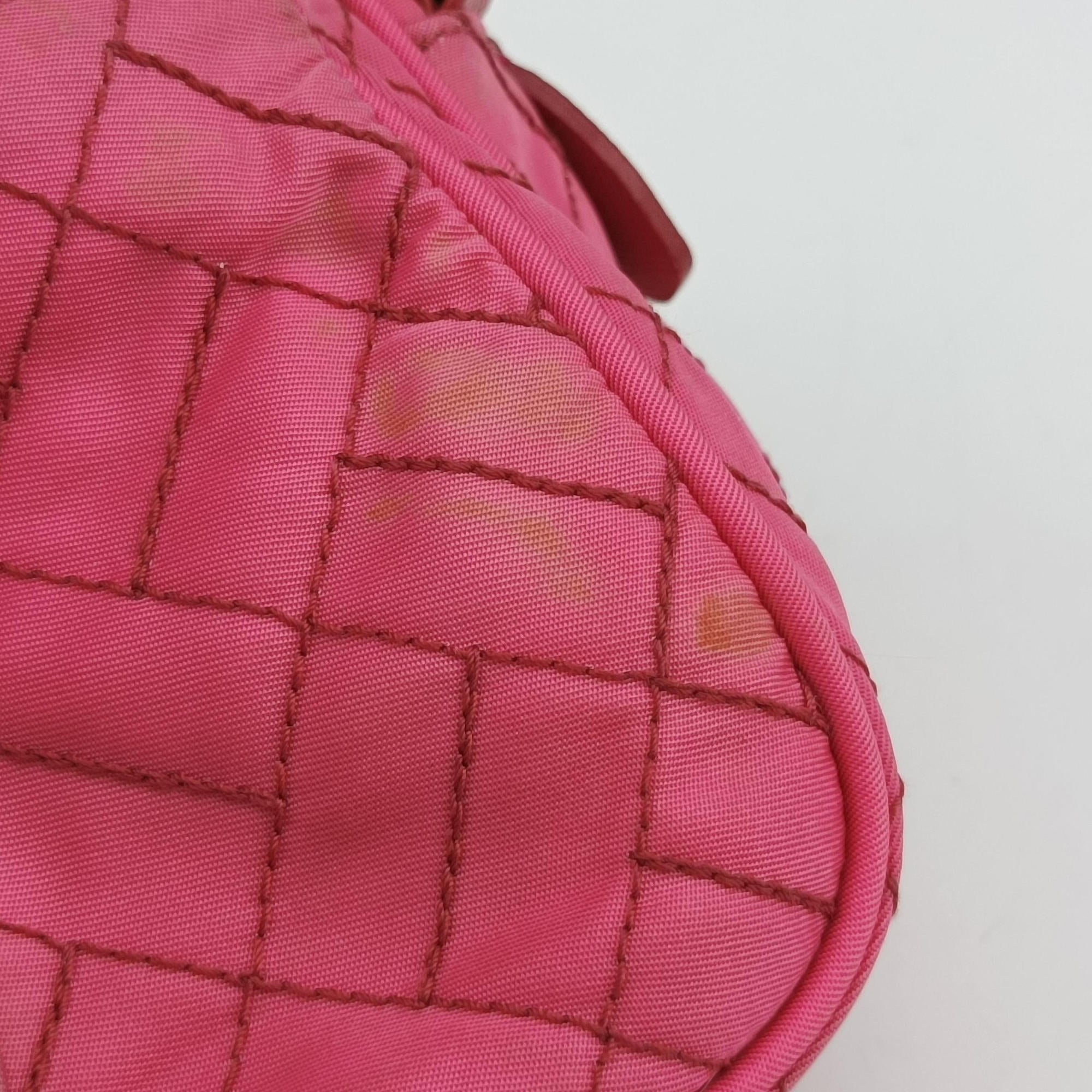Pre-owned Prada Tessuto Nylon Quilted Impuntu Flap Pink nylon  shoulderbag | stylenewstar