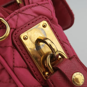 Pre-owned Prada Tessuto Nylon Quilted Impuntu Flap Pink nylon  shoulderbag | stylenewstar