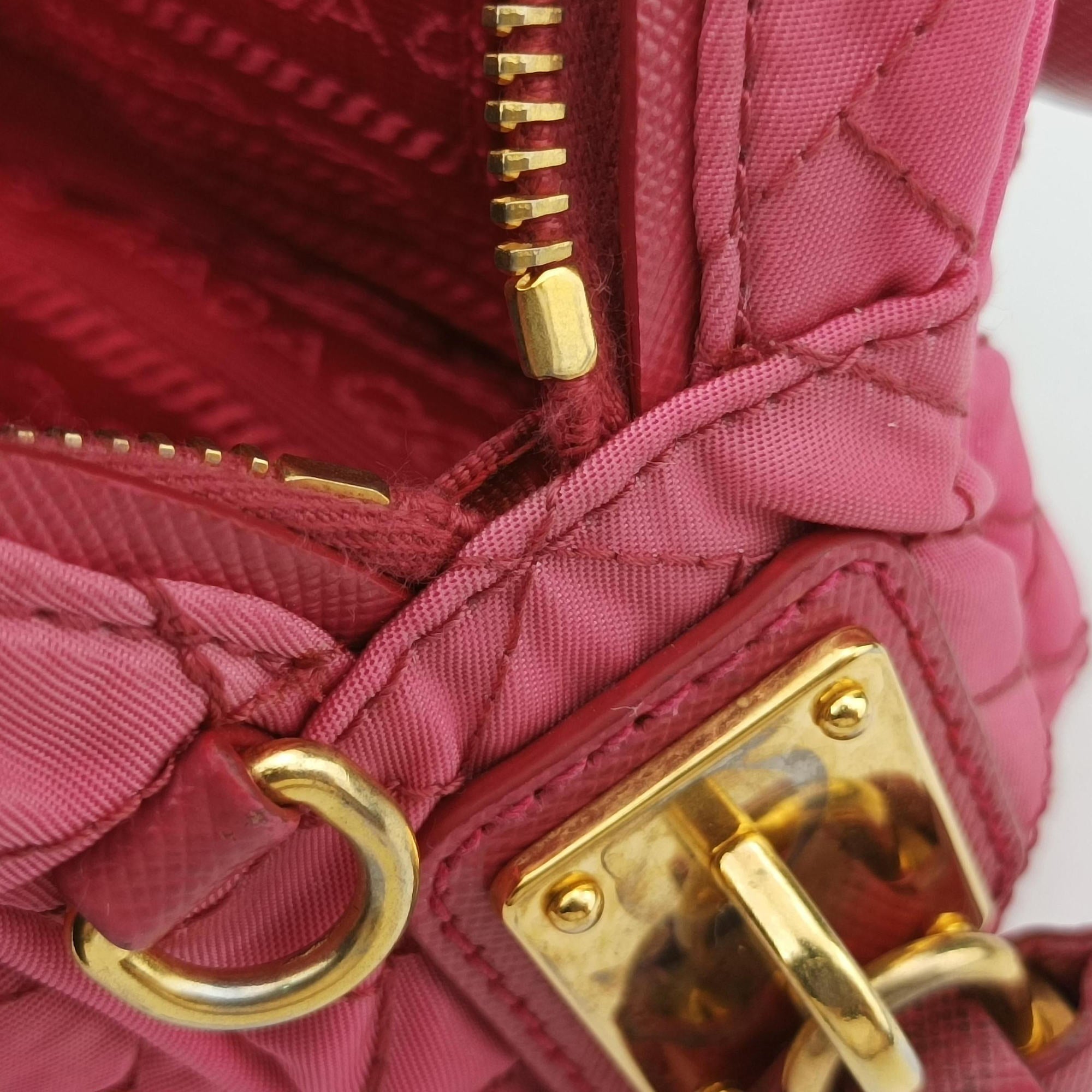 Pre-owned Prada Tessuto Nylon Quilted Impuntu Flap Pink nylon  shoulderbag | stylenewstar