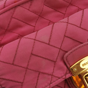 Pre-owned Prada Tessuto Nylon Quilted Impuntu Flap Pink nylon  shoulderbag | stylenewstar