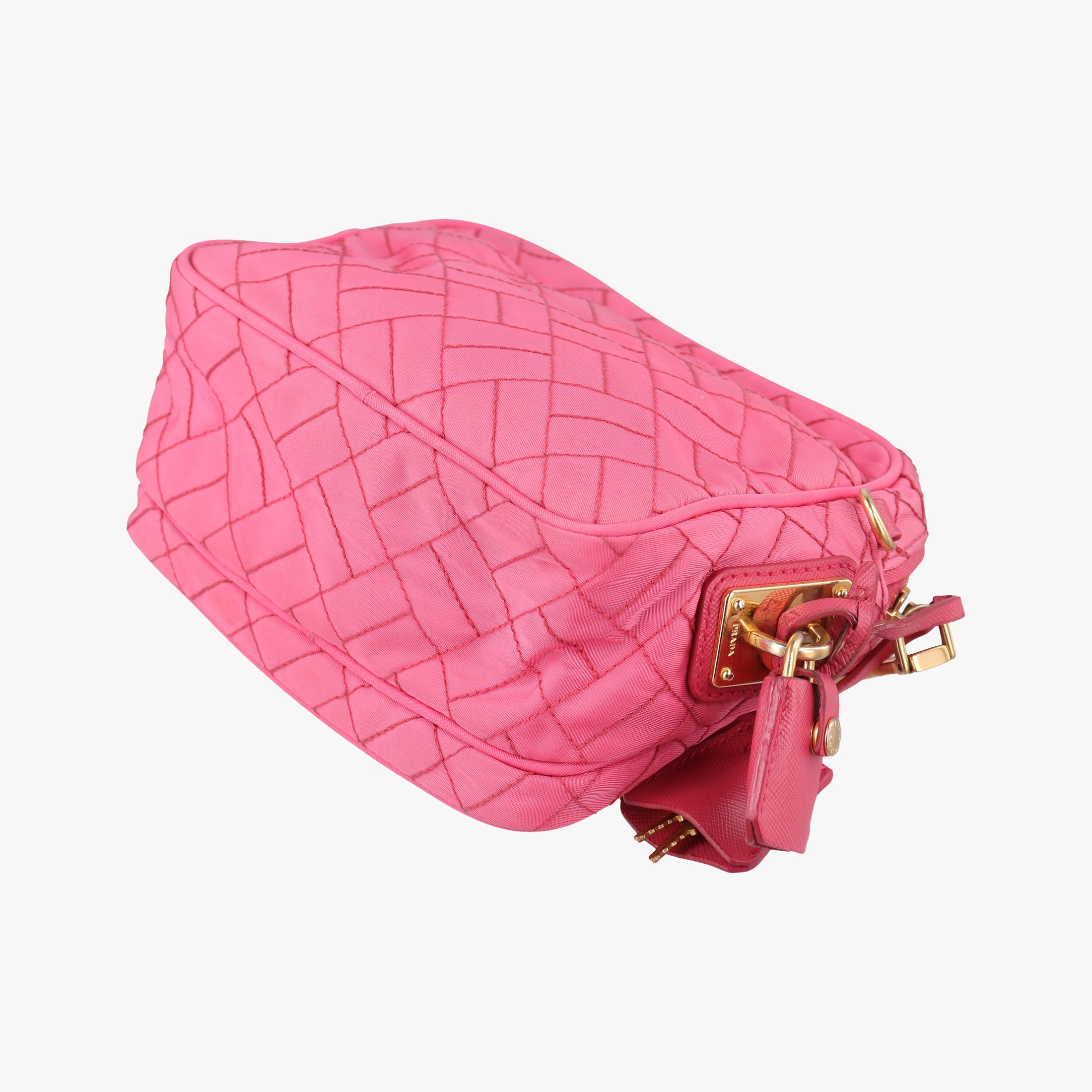 Pre-owned Prada Tessuto Nylon Quilted Impuntu Flap Pink nylon  shoulderbag | stylenewstar