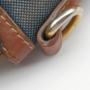 Pre-owned Prada Logo Jacquard Blue × Brown Canvas × Leather BR4253 shoulderbag | stylenewstar