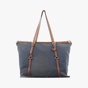 Pre-owned Prada Logo Jacquard Blue × Brown Canvas × Leather BR4253 shoulderbag | stylenewstar