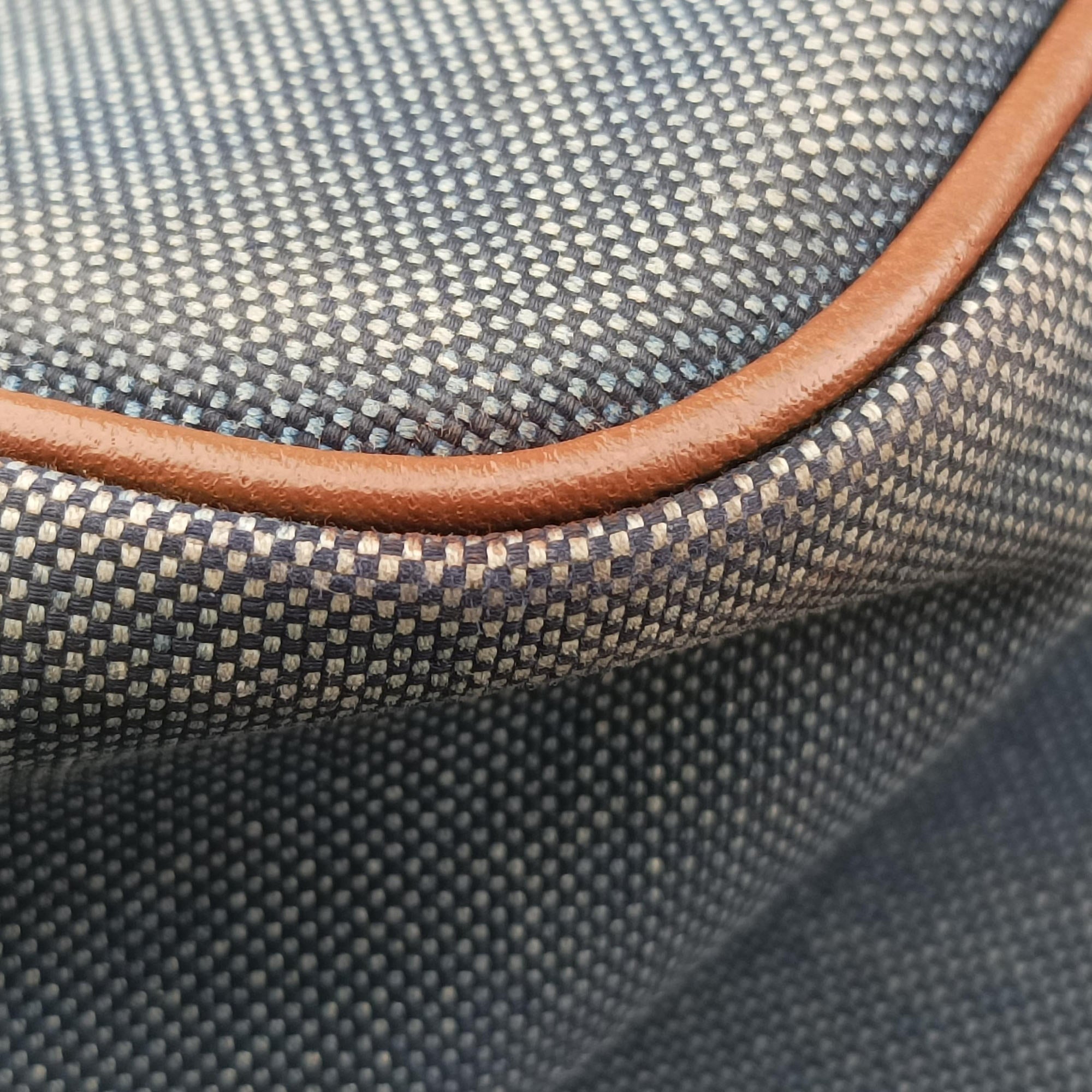 Pre-owned Prada Logo Jacquard Blue × Brown Canvas × Leather BR4253 shoulderbag | stylenewstar