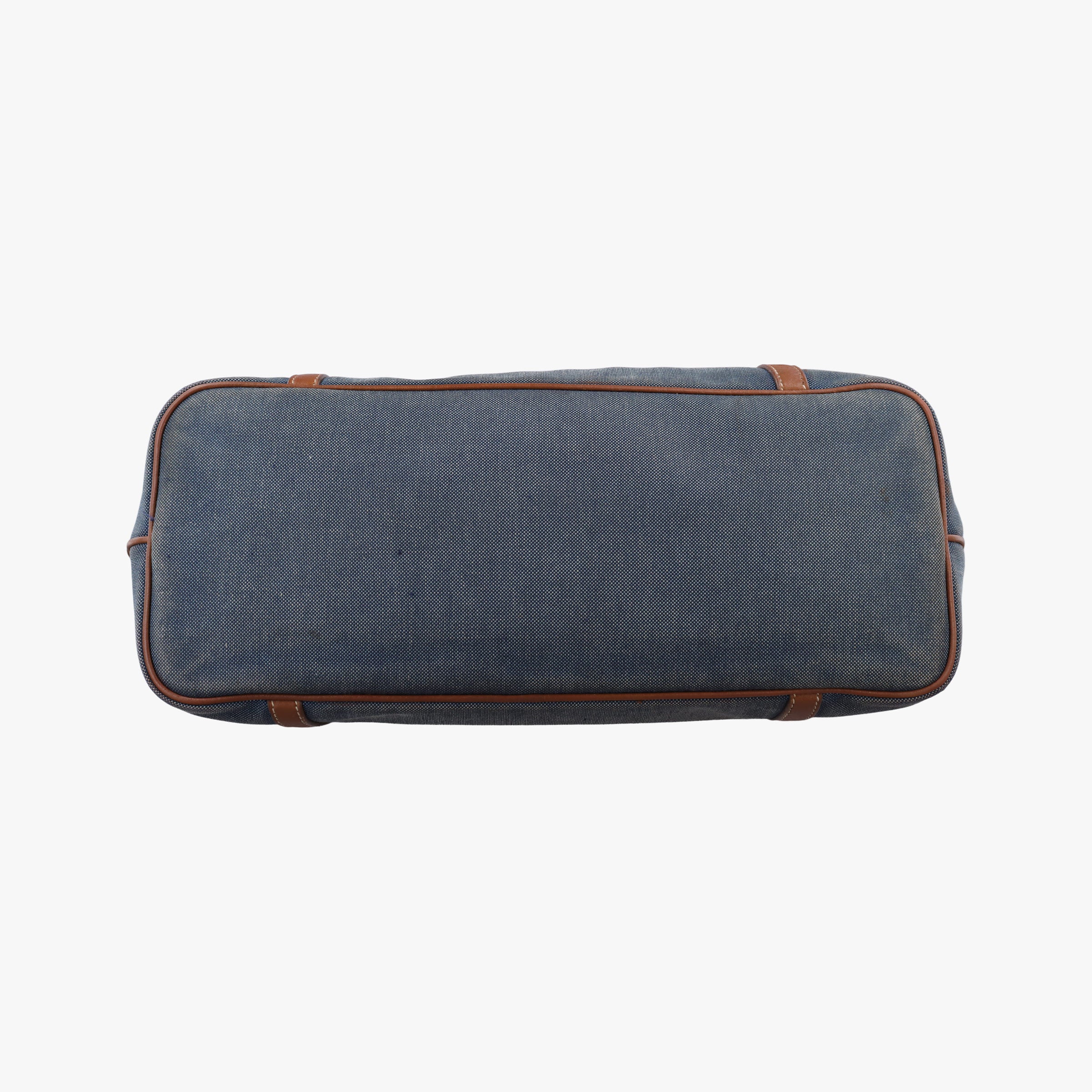 Pre-owned Prada Logo Jacquard Blue × Brown Canvas × Leather BR4253 shoulderbag | stylenewstar