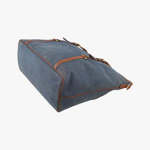 Pre-owned Prada Logo Jacquard Blue × Brown Canvas × Leather BR4253 shoulderbag | stylenewstar