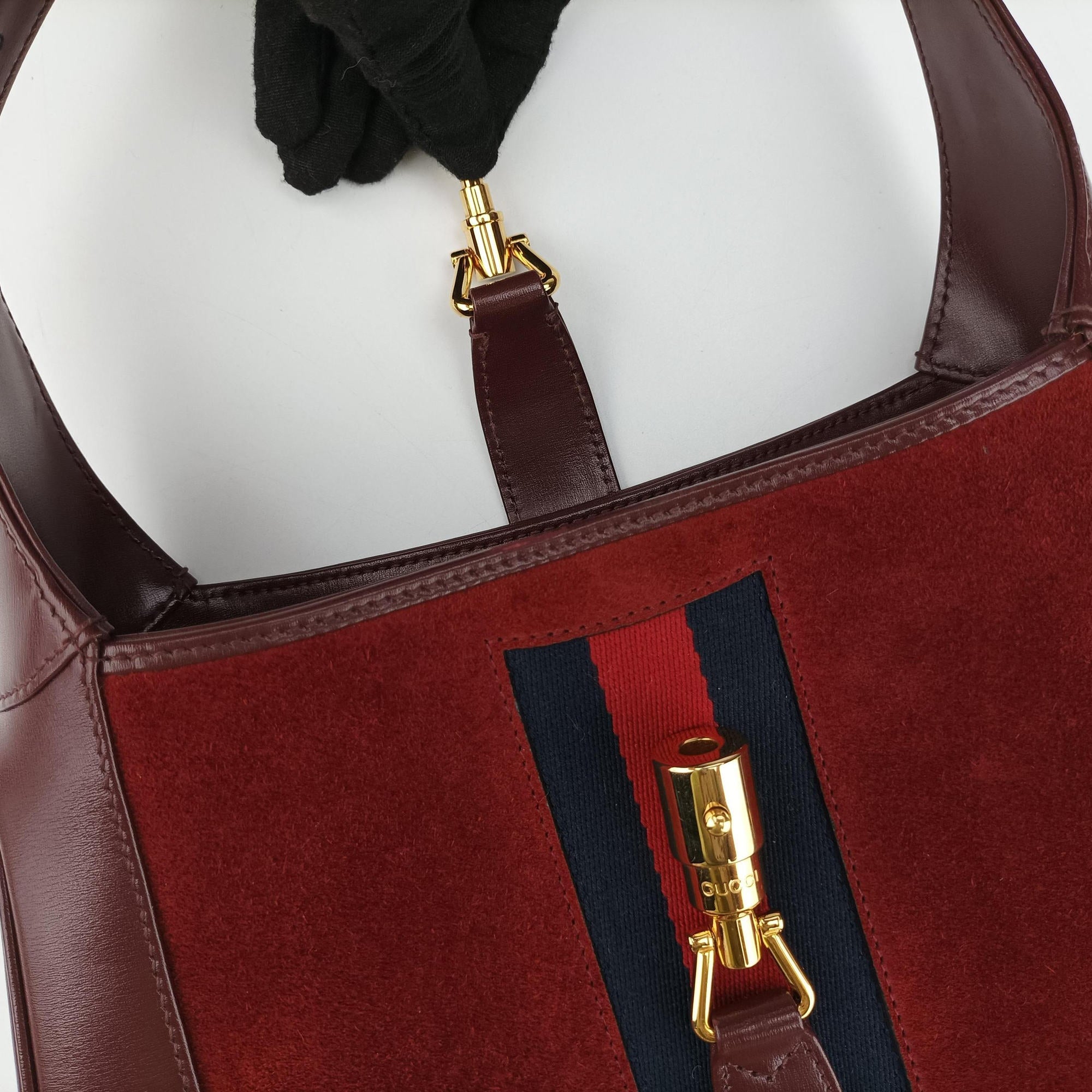 Vintage Gucci JACKIE 1961 Burgundy Suede×leather 636709 shoulderbag | stylenewstar