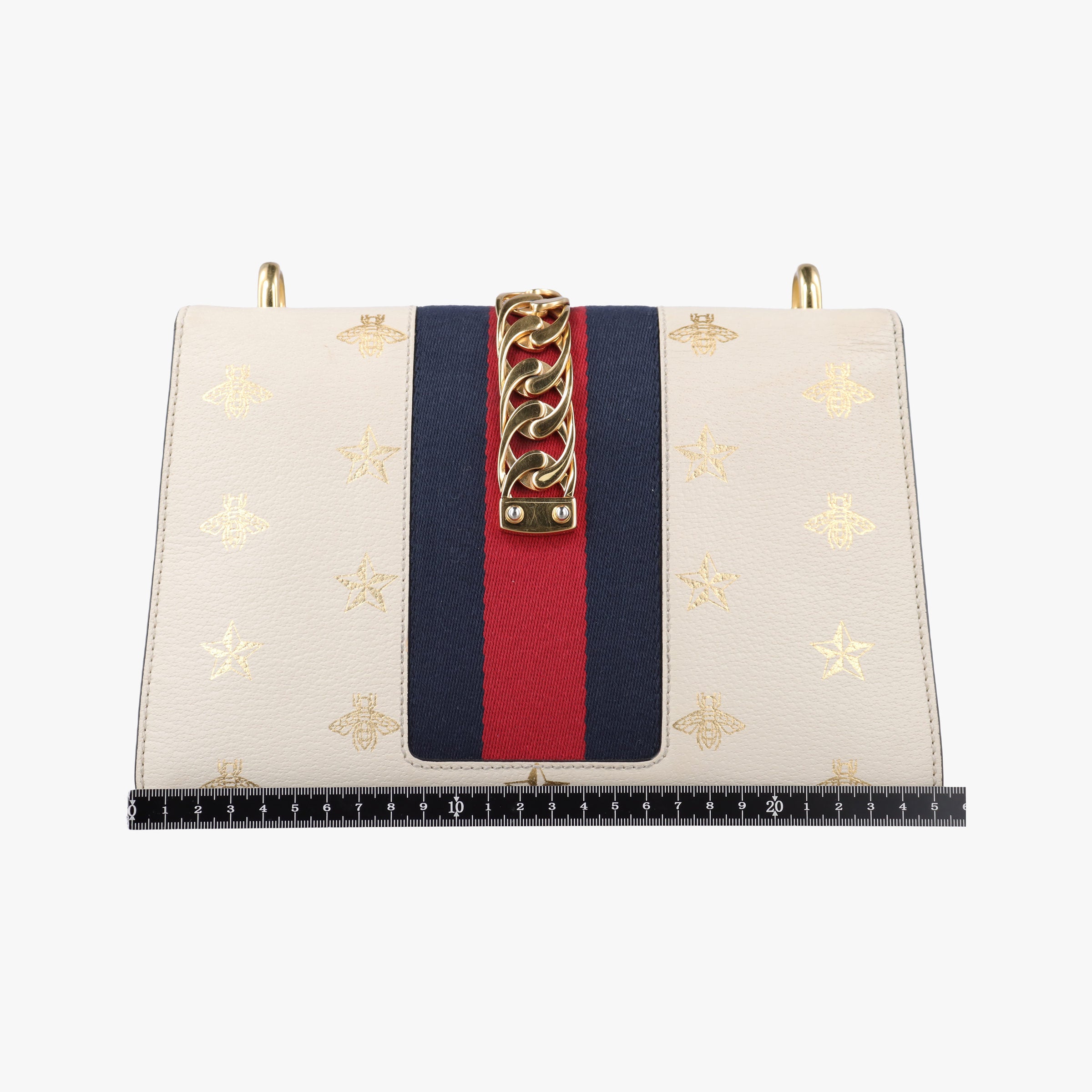 Secondhand Gucci Sylvie Ivory×Navy×Red Leather 524405 shoulderbag | stylenewstar