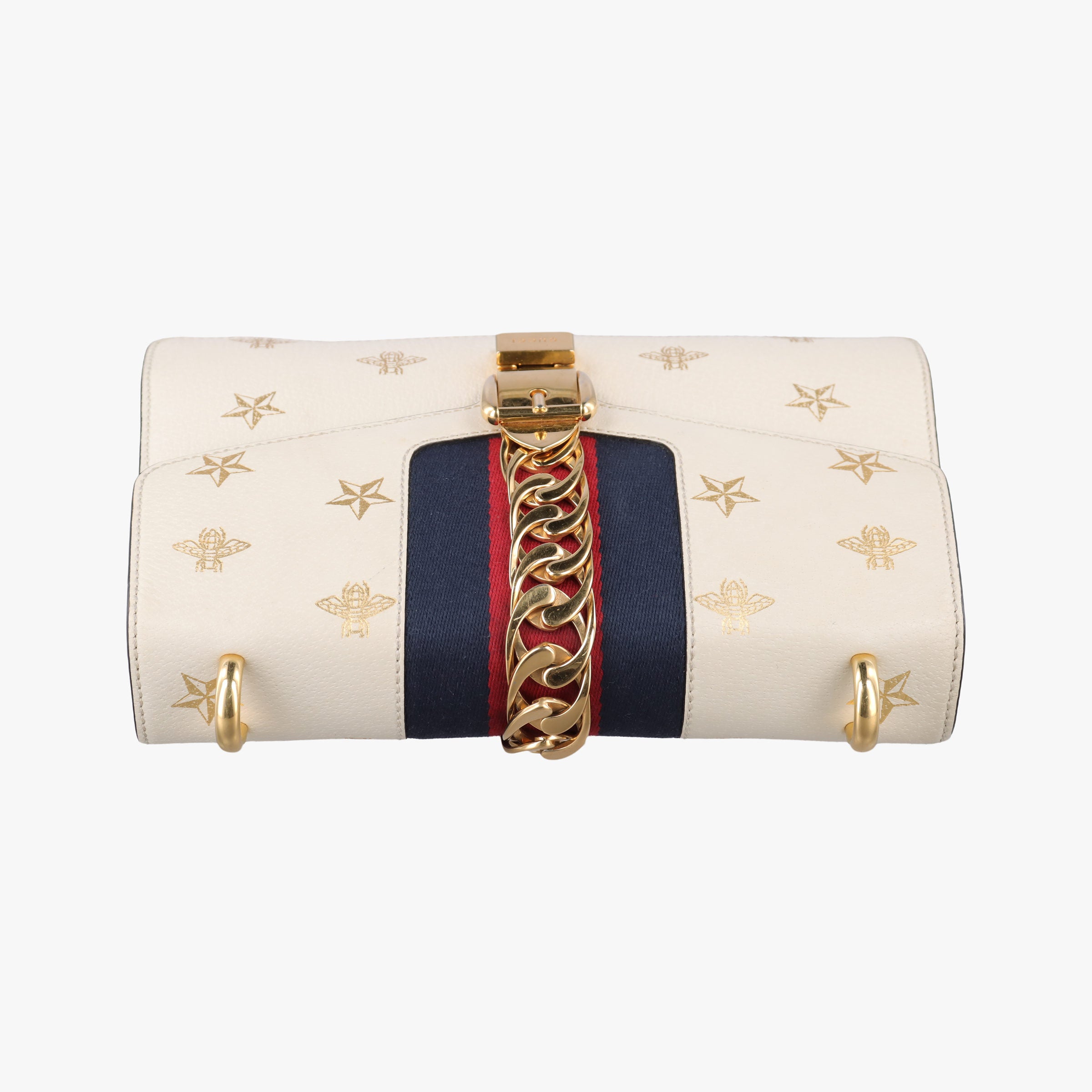 Secondhand Gucci Sylvie Ivory×Navy×Red Leather 524405 shoulderbag | stylenewstar