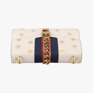 Secondhand Gucci Sylvie Ivory×Navy×Red Leather 524405 shoulderbag | stylenewstar