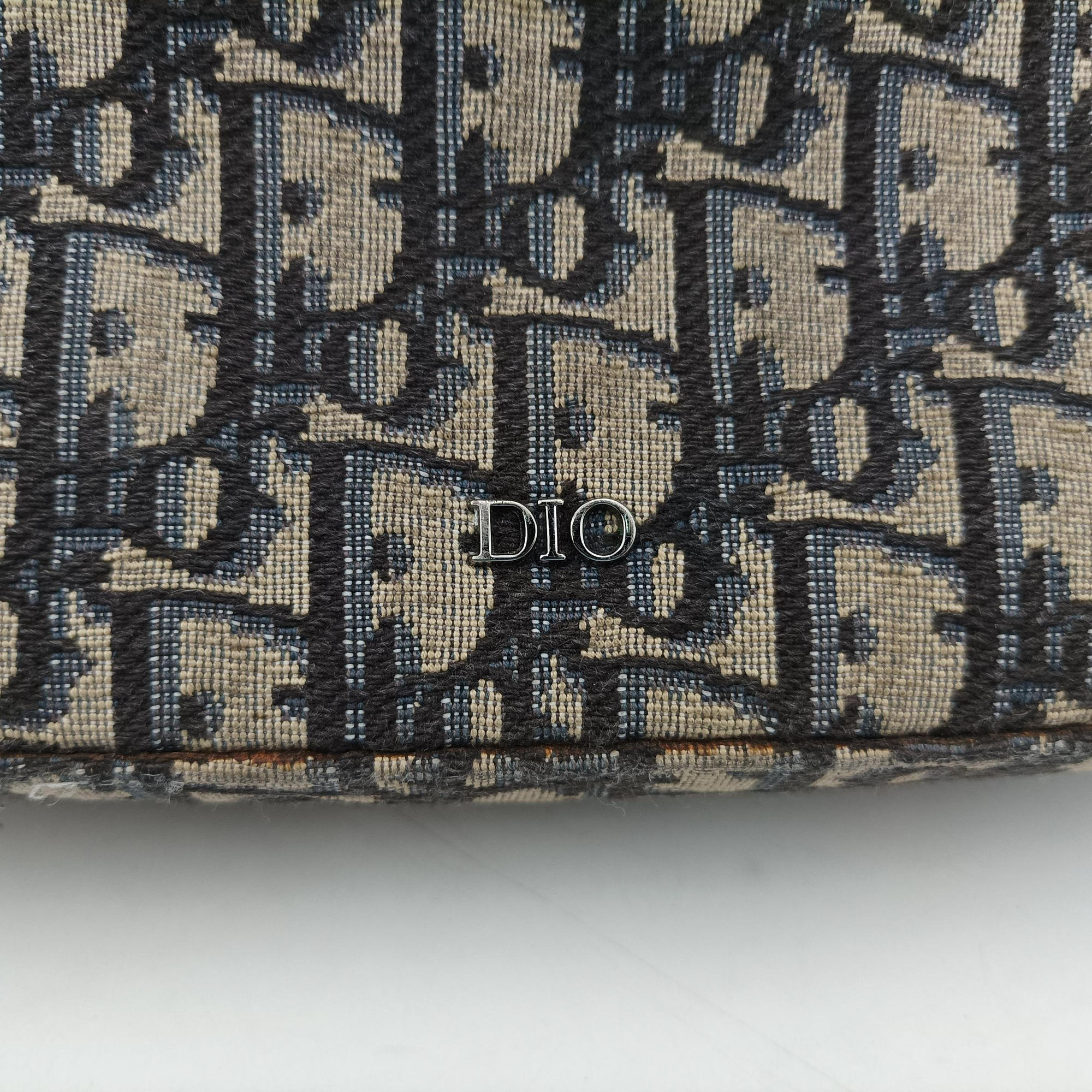 Secondhand Christian Dior Safari Oblique Navy×Gray jacquard  shoulderbag | stylenewstar