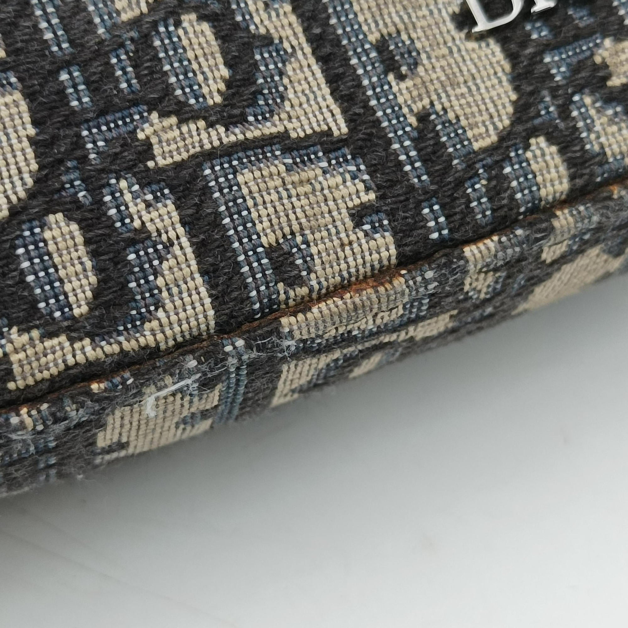 Secondhand Christian Dior Safari Oblique Navy×Gray jacquard  shoulderbag | stylenewstar