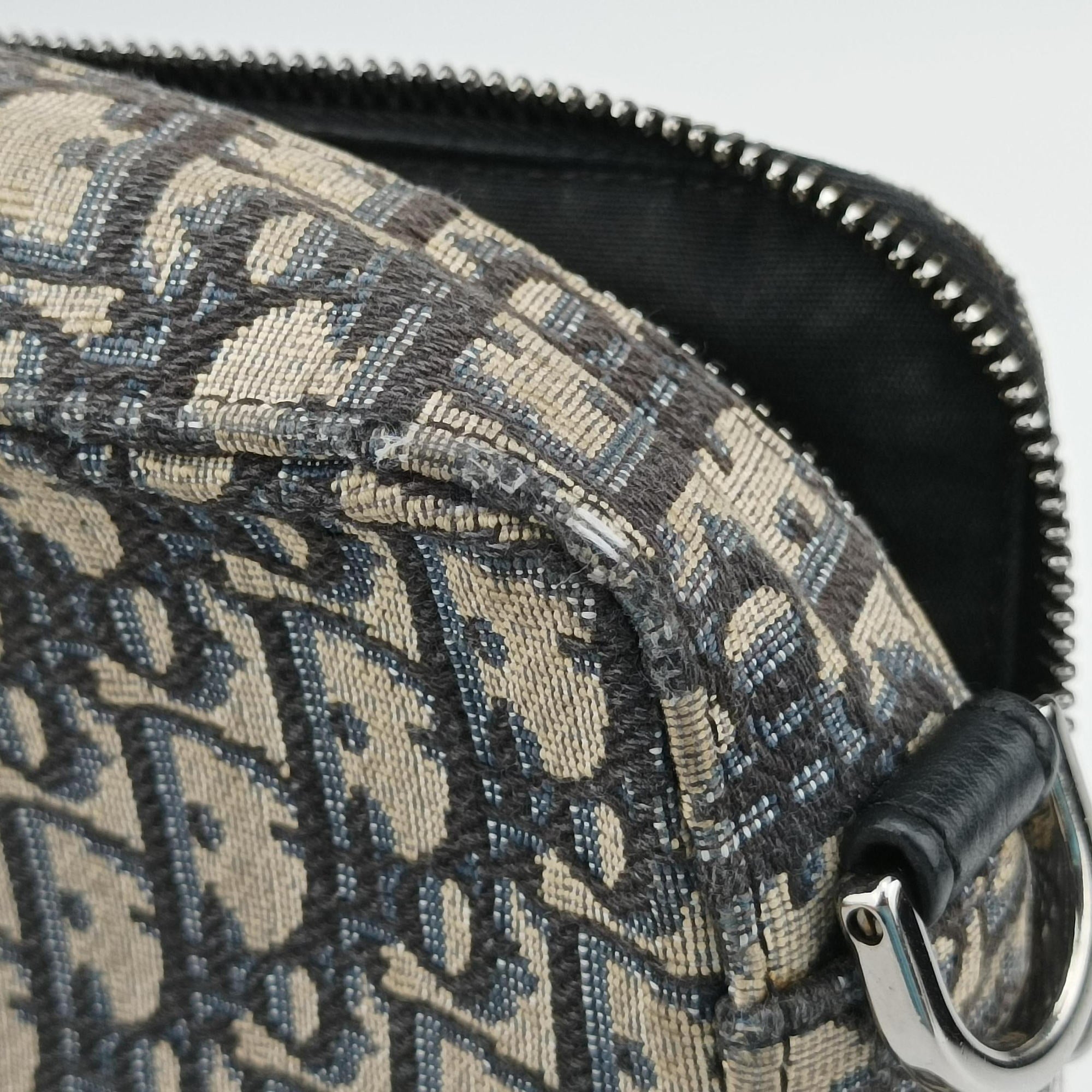 Secondhand Christian Dior Safari Oblique Navy×Gray jacquard  shoulderbag | stylenewstar