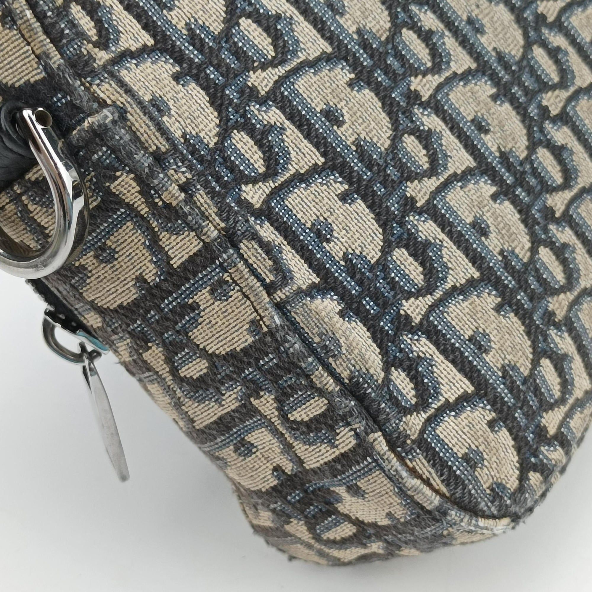 Secondhand Christian Dior Safari Oblique Navy×Gray jacquard  shoulderbag | stylenewstar