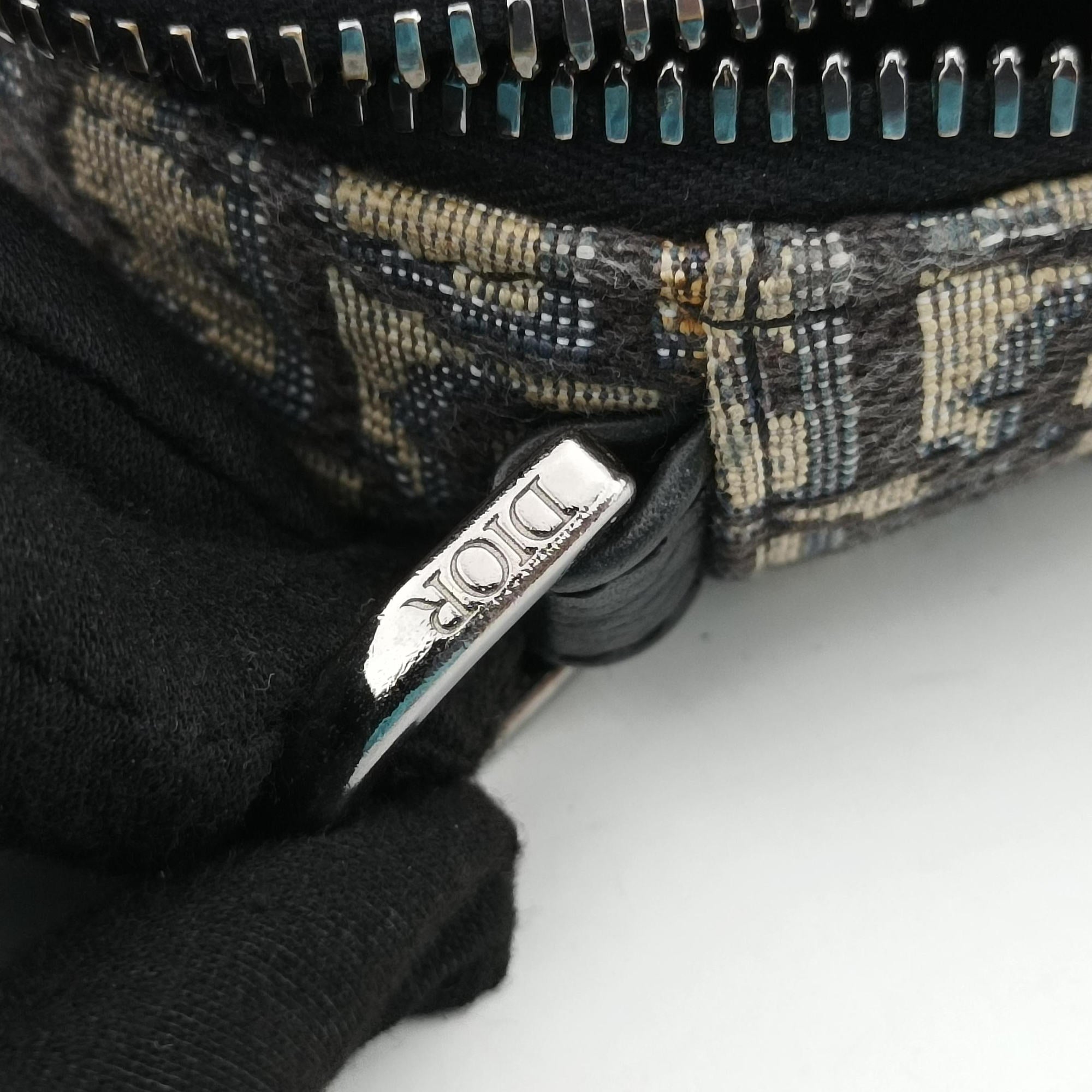 Secondhand Christian Dior Safari Oblique Navy×Gray jacquard  shoulderbag | stylenewstar