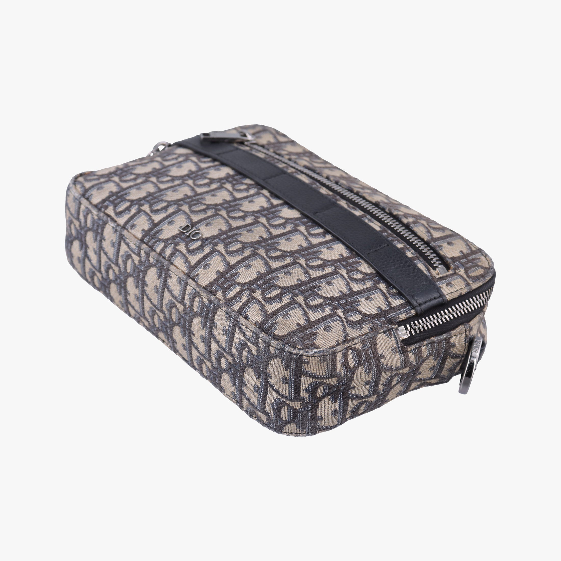 Secondhand Christian Dior Safari Oblique Navy×Gray jacquard  shoulderbag | stylenewstar
