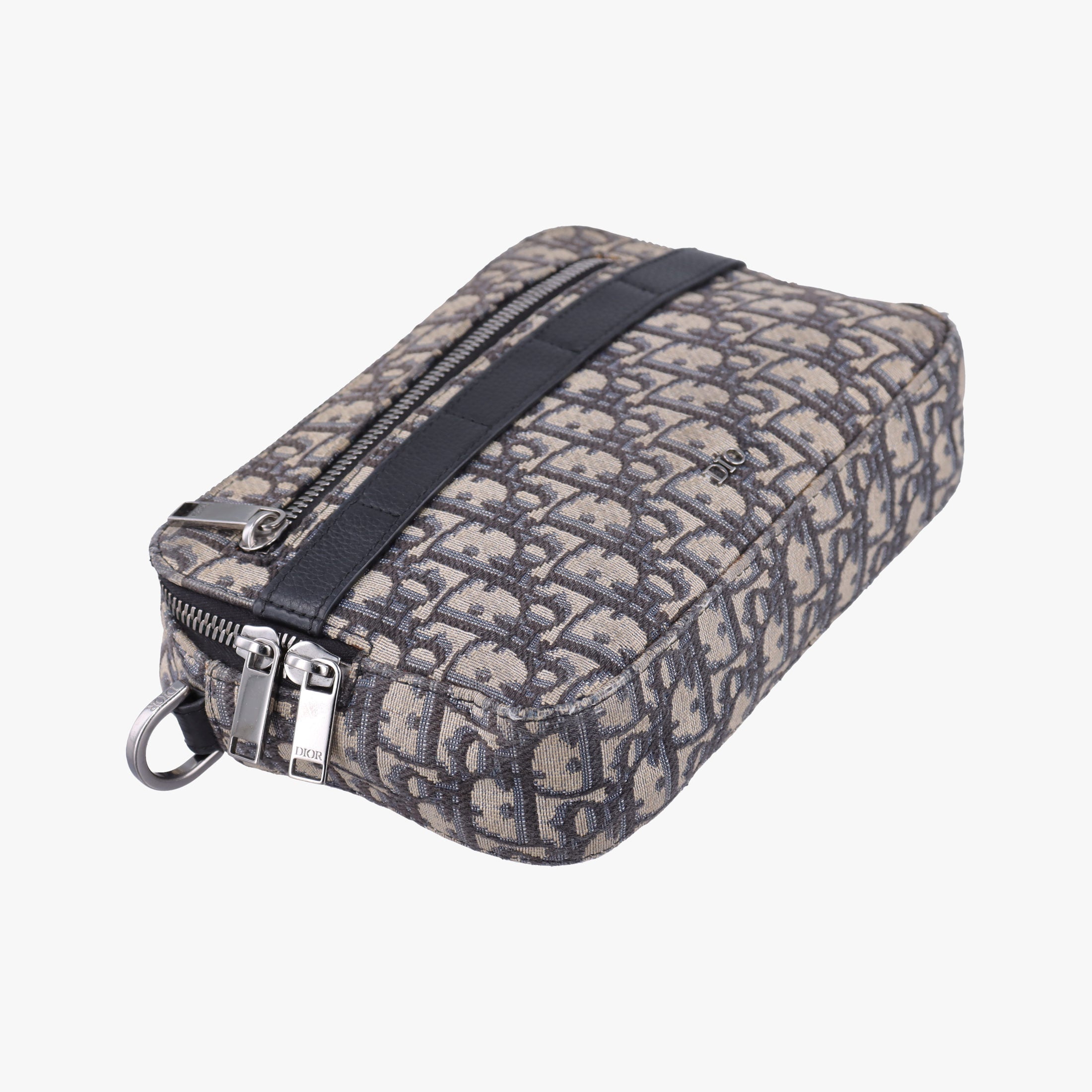 Secondhand Christian Dior Safari Oblique Navy×Gray jacquard  shoulderbag | stylenewstar
