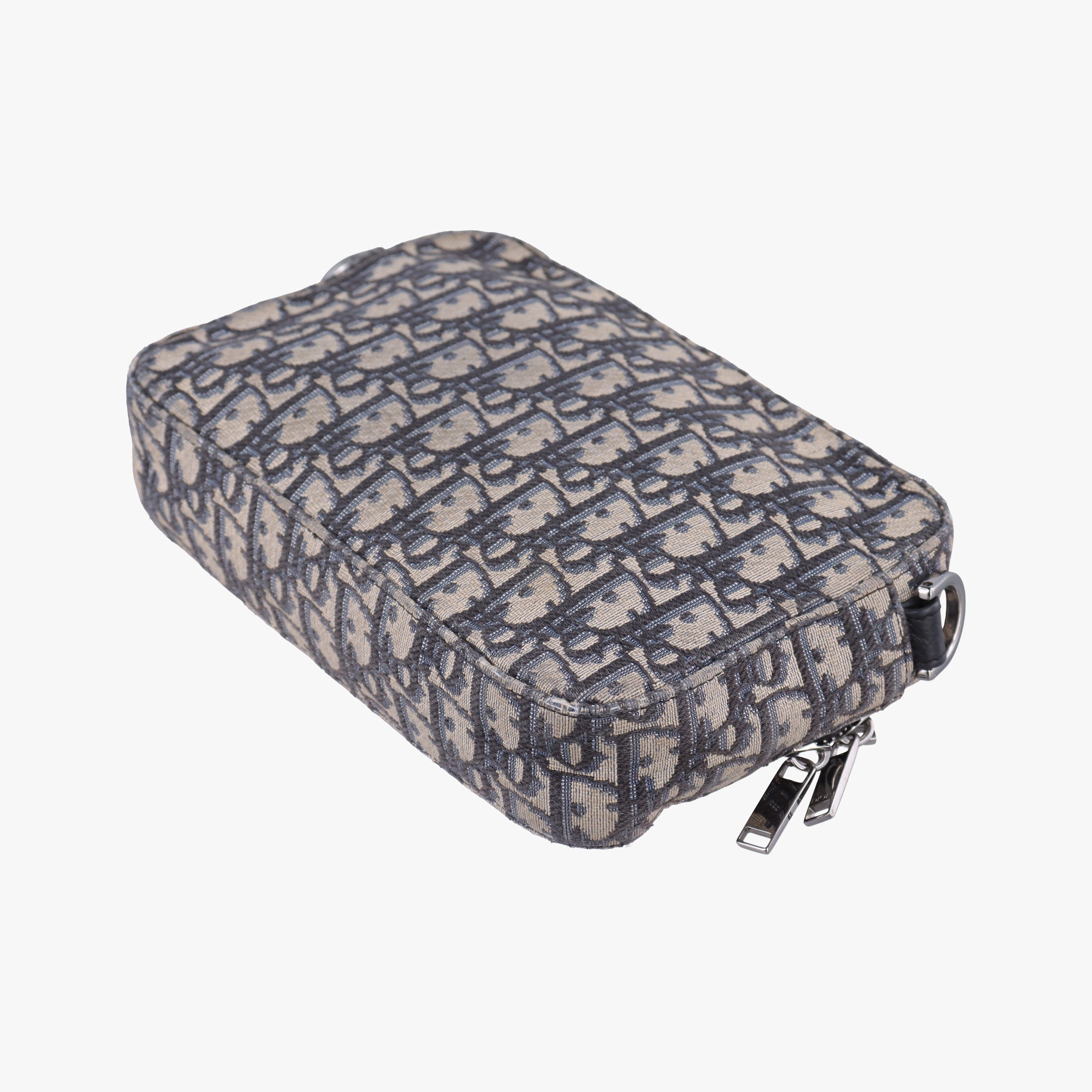 Secondhand Christian Dior Safari Oblique Navy×Gray jacquard  shoulderbag | stylenewstar
