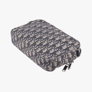Secondhand Christian Dior Safari Oblique Navy×Gray jacquard  shoulderbag | stylenewstar