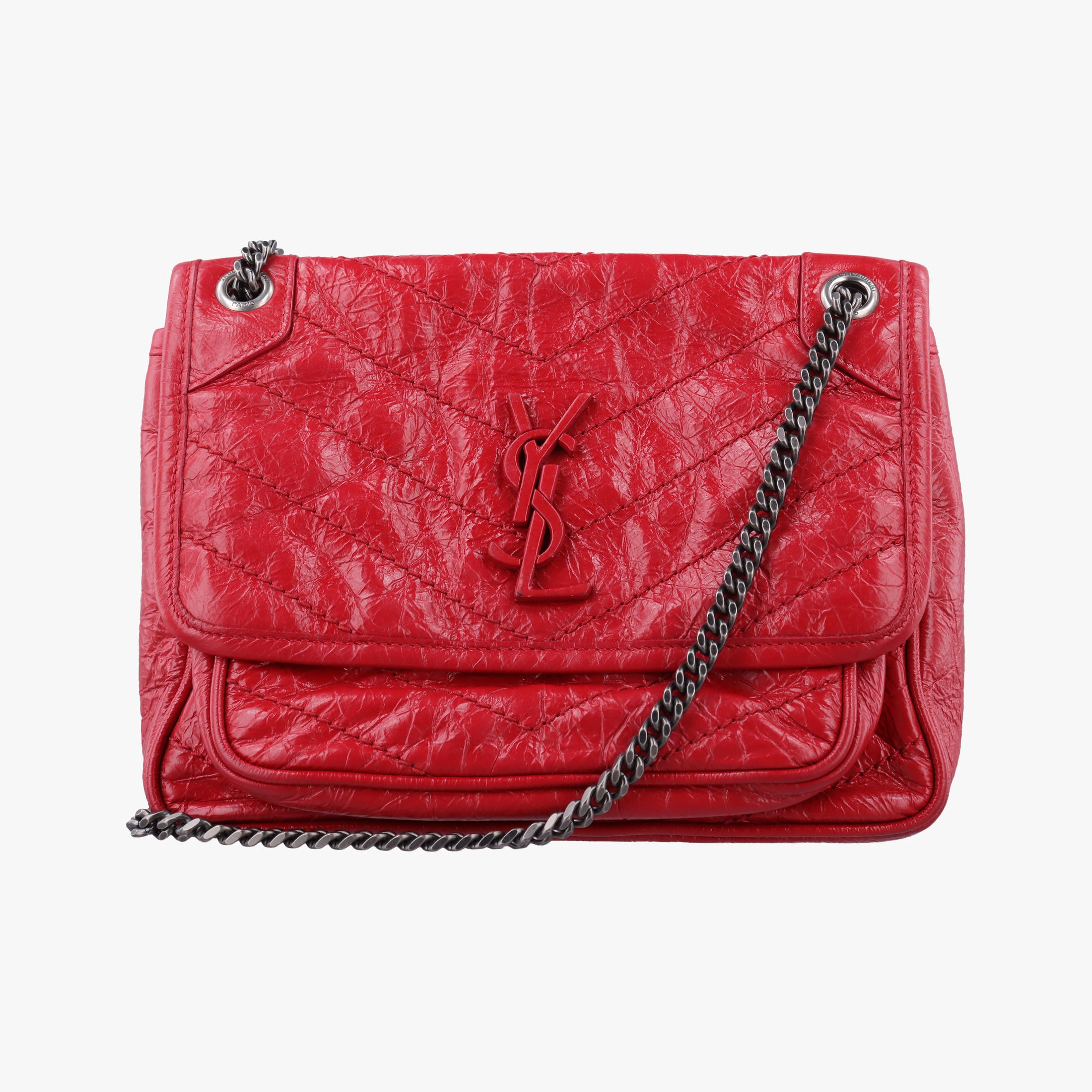 Pre-owned Yves Saint Laurent Niki Red Leather 533037 shoulderbag | stylenewstar
