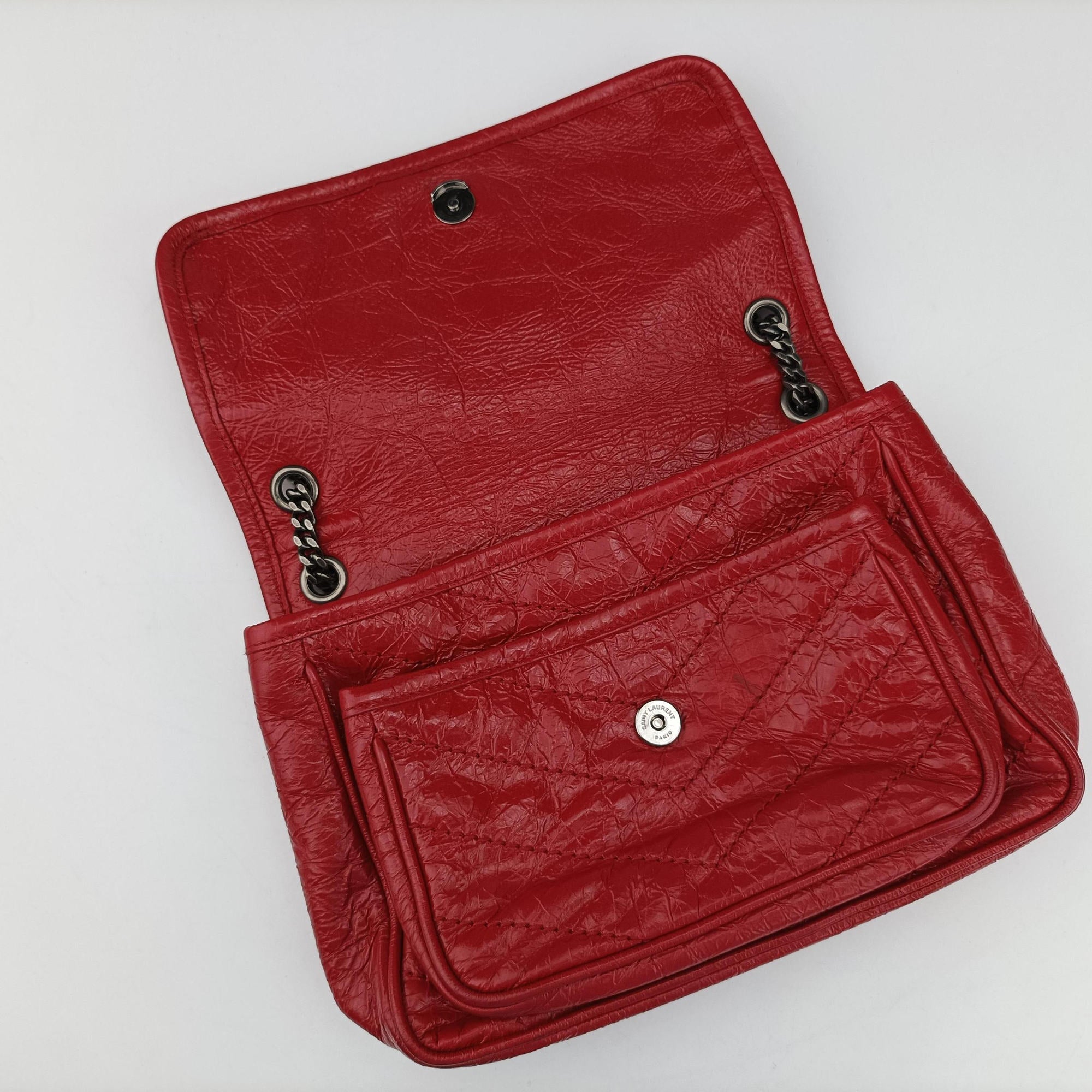 Pre-owned Yves Saint Laurent Niki Red Leather 533037 shoulderbag | stylenewstar