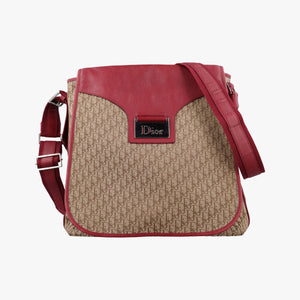 Secondhand Christian Dior Street Chic Messenger Red × Brown Jacquard Canvas×Leather  shoulderbag | stylenewstar