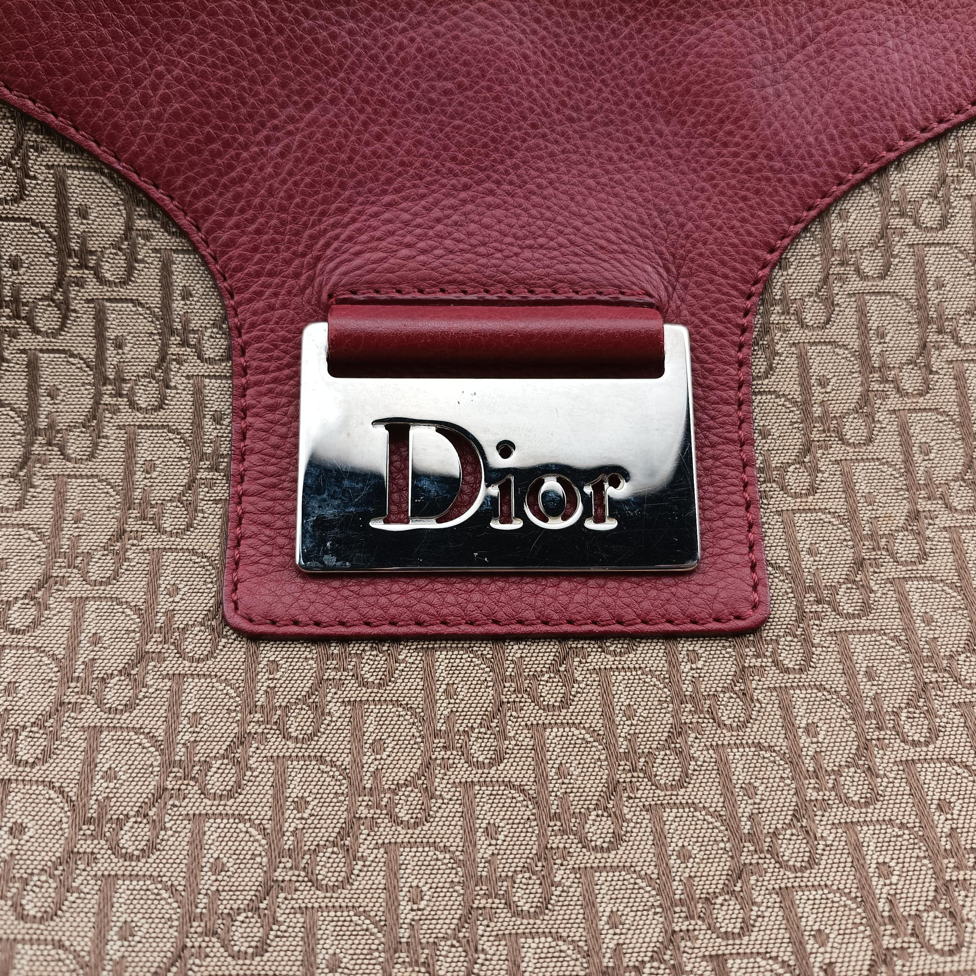 Secondhand Christian Dior Street Chic Messenger Red × Brown Jacquard Canvas×Leather  shoulderbag | stylenewstar
