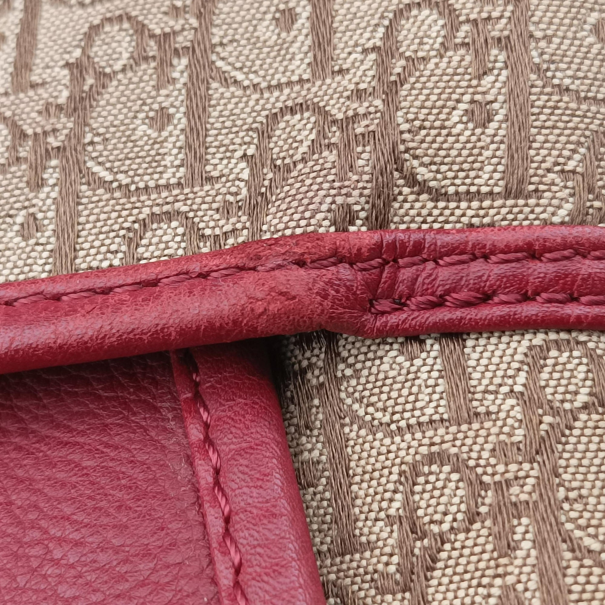 Secondhand Christian Dior Street Chic Messenger Red × Brown Jacquard Canvas×Leather  shoulderbag | stylenewstar