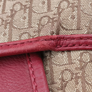 Secondhand Christian Dior Street Chic Messenger Red × Brown Jacquard Canvas×Leather  shoulderbag | stylenewstar