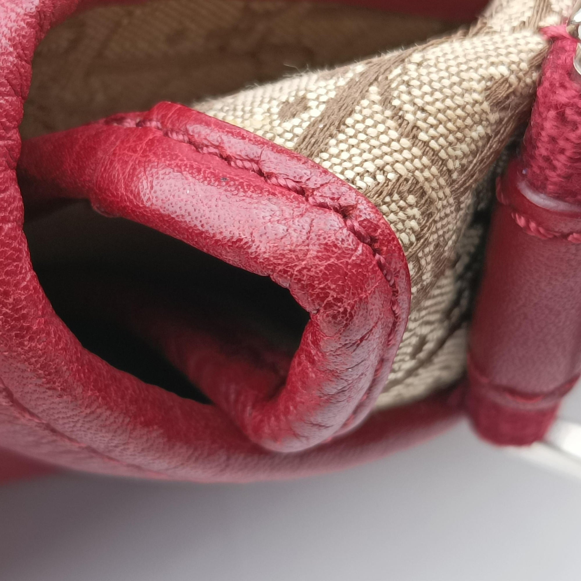 Secondhand Christian Dior Street Chic Messenger Red × Brown Jacquard Canvas×Leather  shoulderbag | stylenewstar