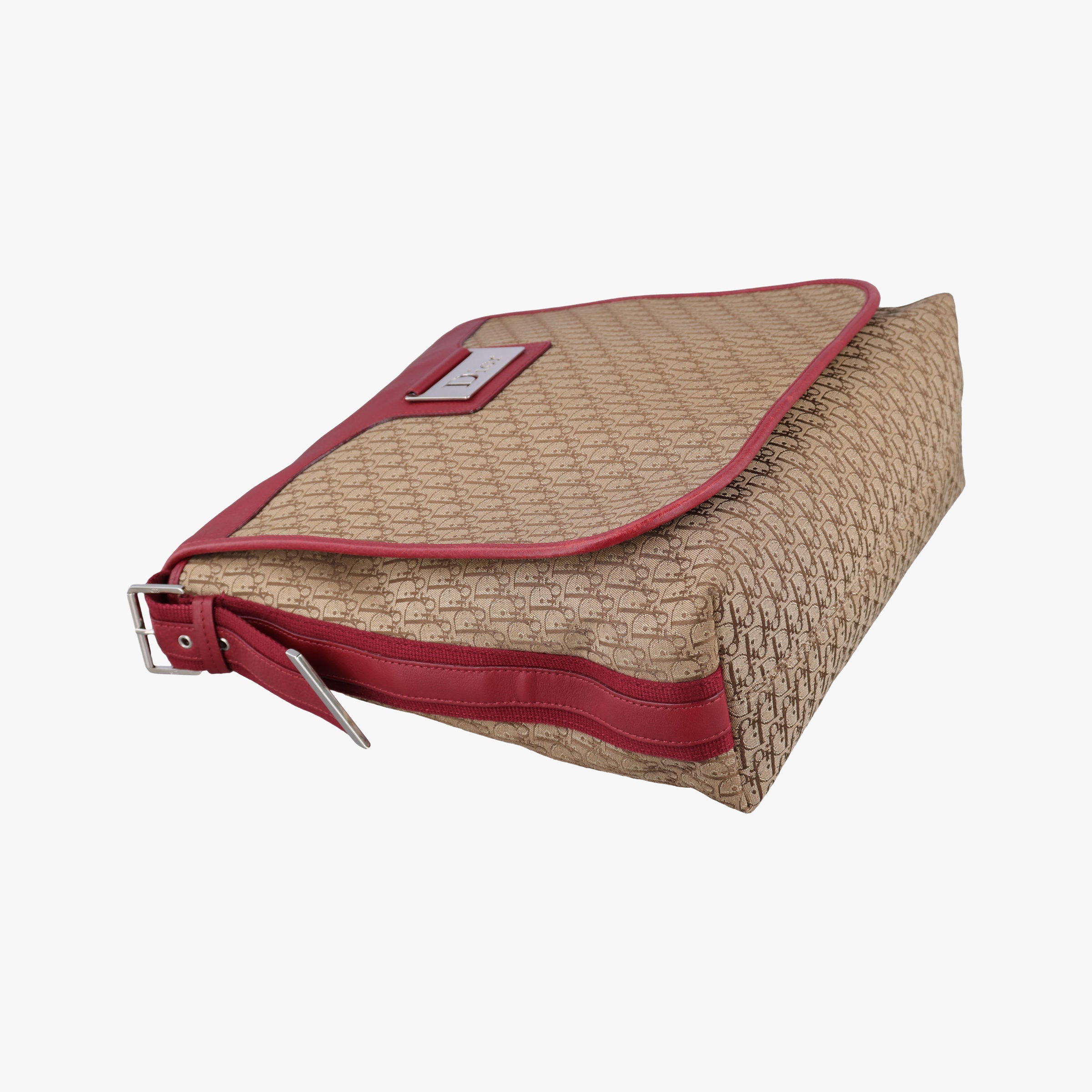 Secondhand Christian Dior Street Chic Messenger Red × Brown Jacquard Canvas×Leather  shoulderbag | stylenewstar