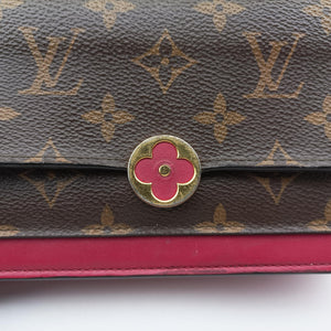 Vintage Louis Vuitton Portefeuille FLORE Chain brown×FUCHSIA Monogram Canvas×calf leather M69578 shoulderbag | stylenewstar