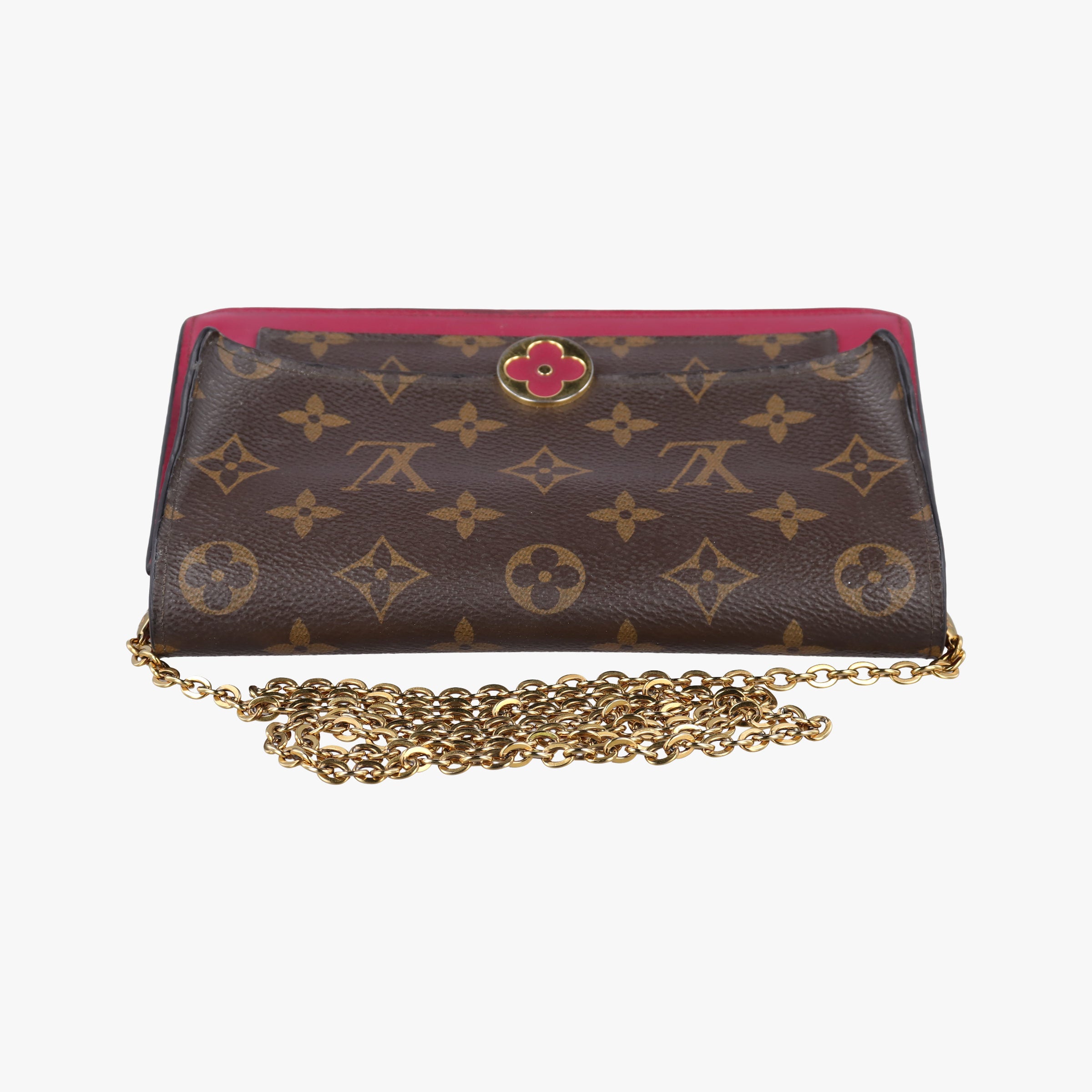 Vintage Louis Vuitton Portefeuille FLORE Chain brown×FUCHSIA Monogram Canvas×calf leather M69578 shoulderbag | stylenewstar