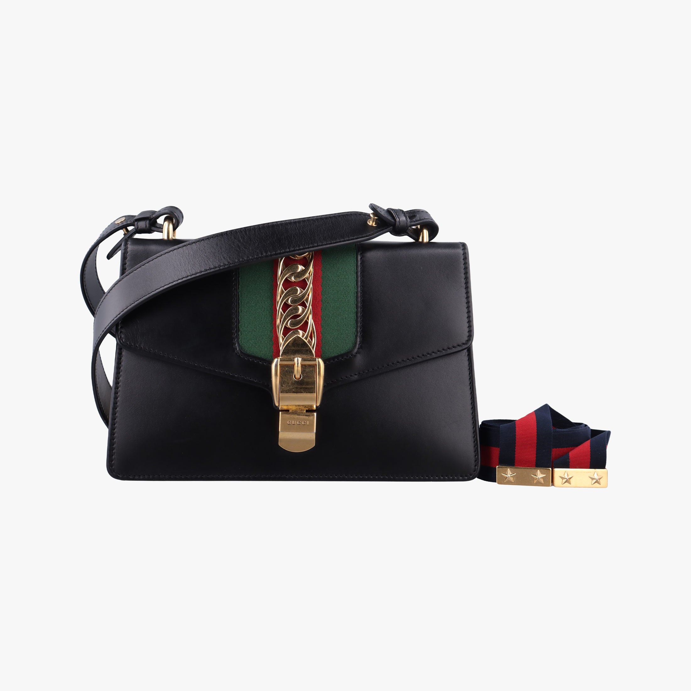 Pre-owned Gucci Sylvie Black Leather 421882 shoulderbag | stylenewstar