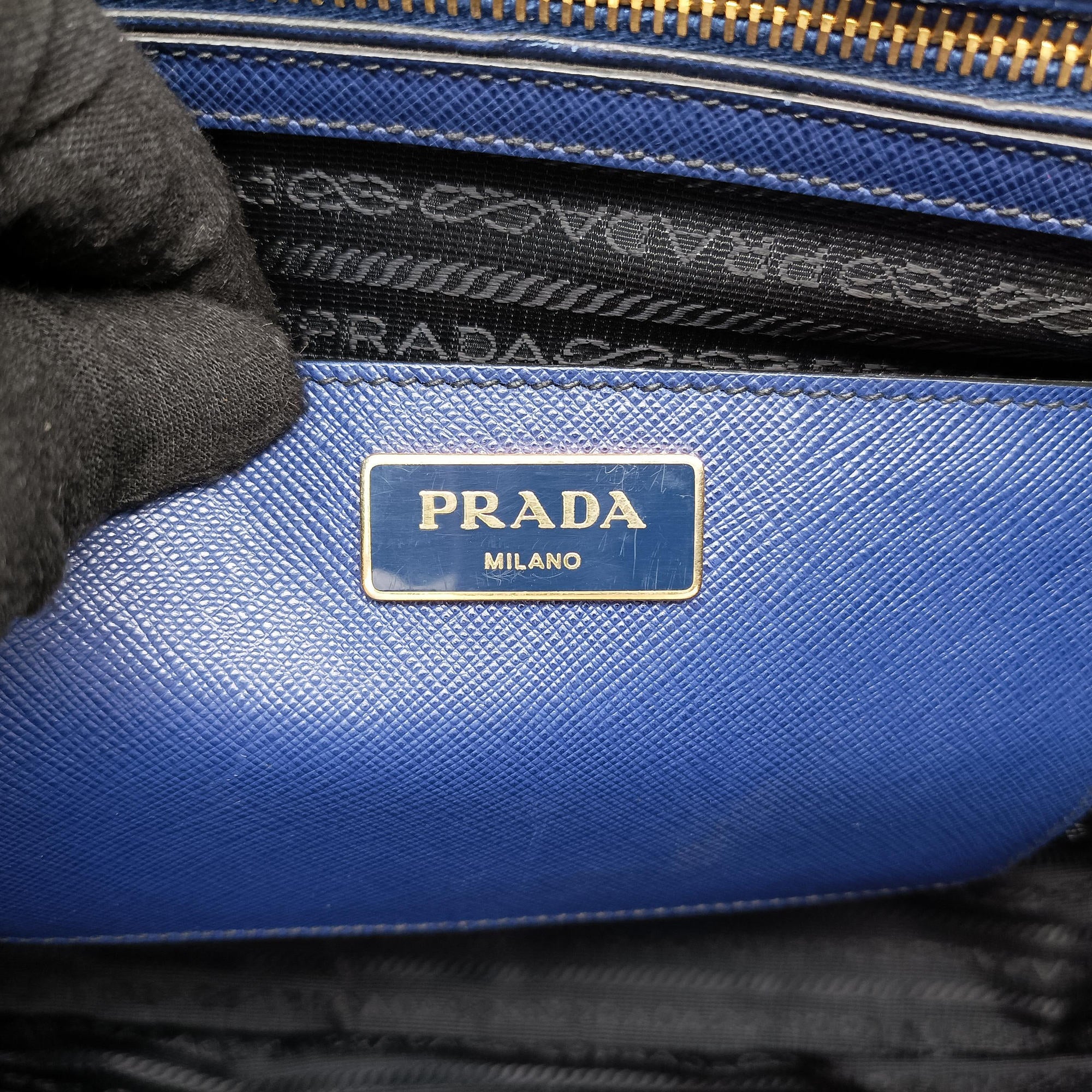 Pre-owned Prada Galleria Blue SAFFIANO Leather BN2274 shoulderbag | stylenewstar