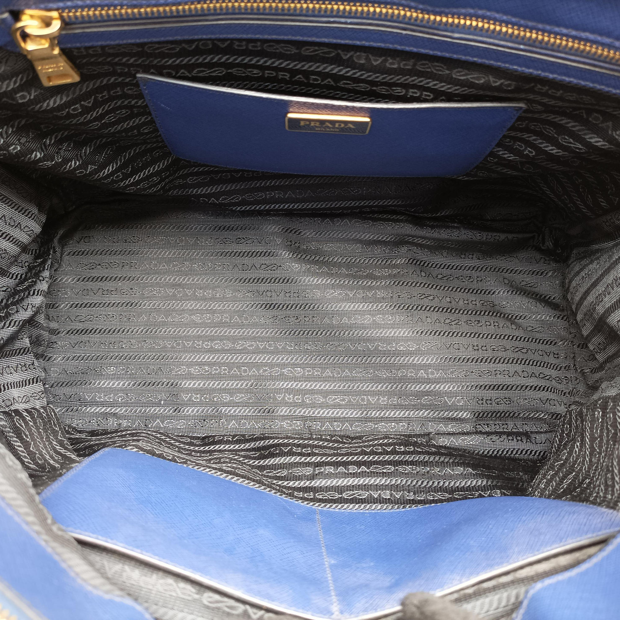 Pre-owned Prada Galleria Blue SAFFIANO Leather BN2274 shoulderbag | stylenewstar
