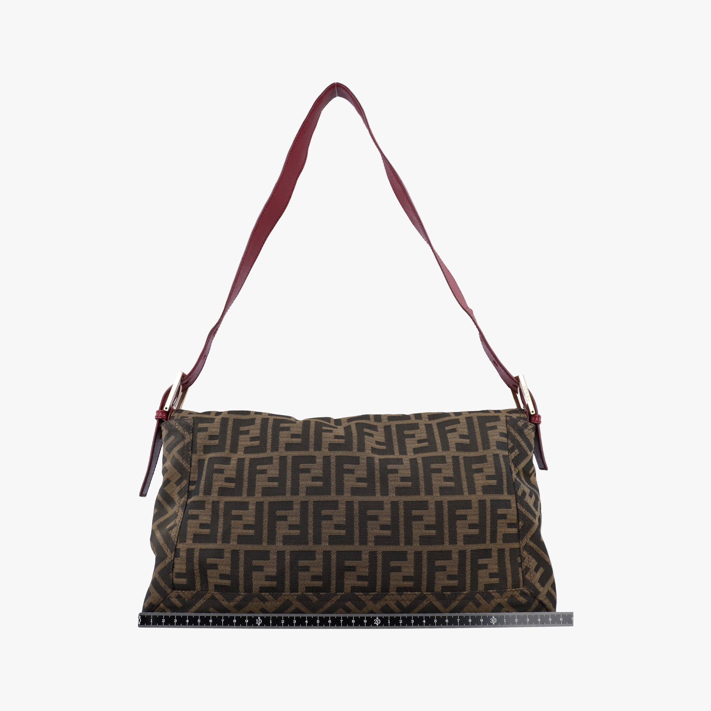 Secondhand Fendi Baguette Zucchino Brown × Red canvas×leather 8BT180 shoulderbag | stylenewstar