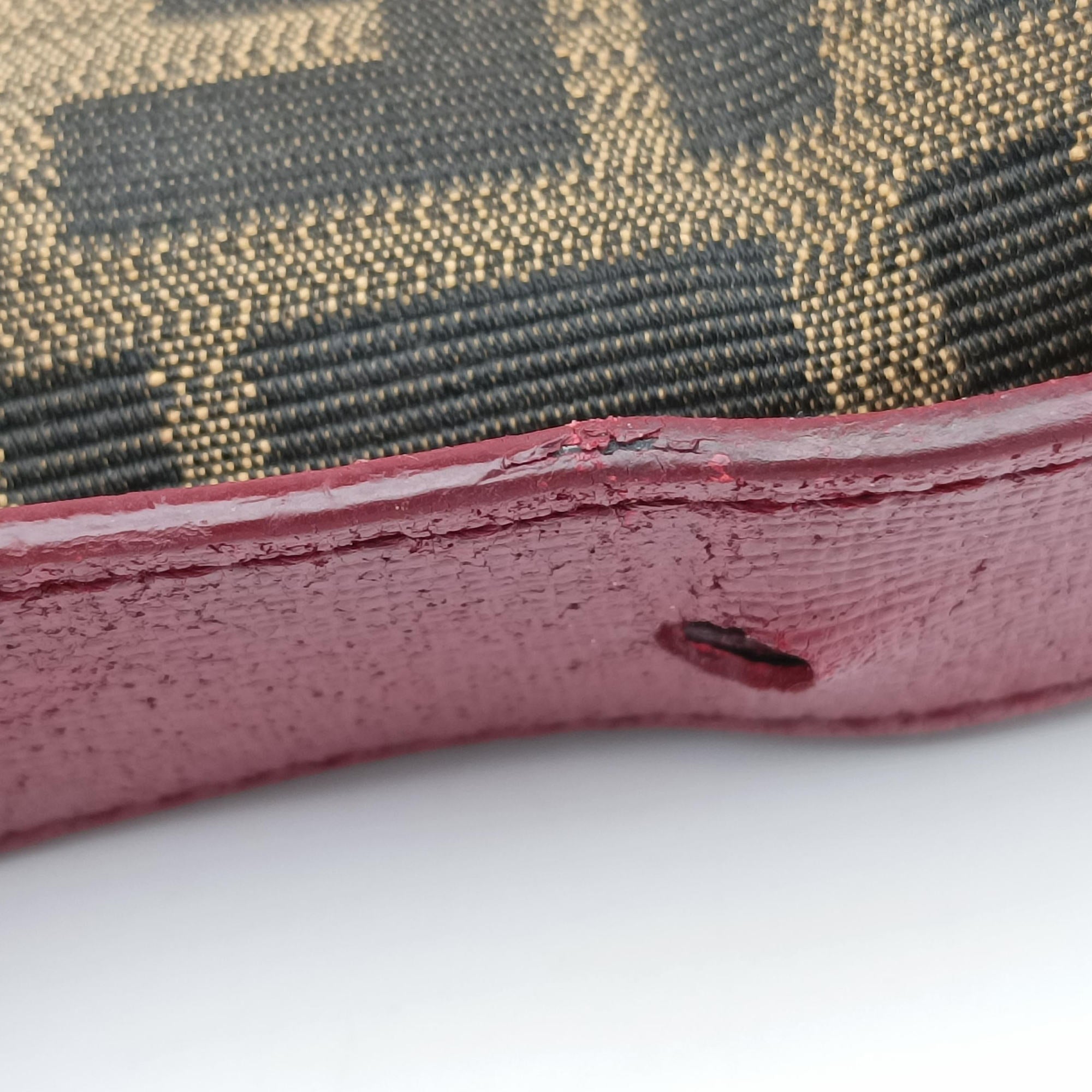 Secondhand Fendi Baguette Zucchino Brown × Red canvas×leather 8BT180 shoulderbag | stylenewstar