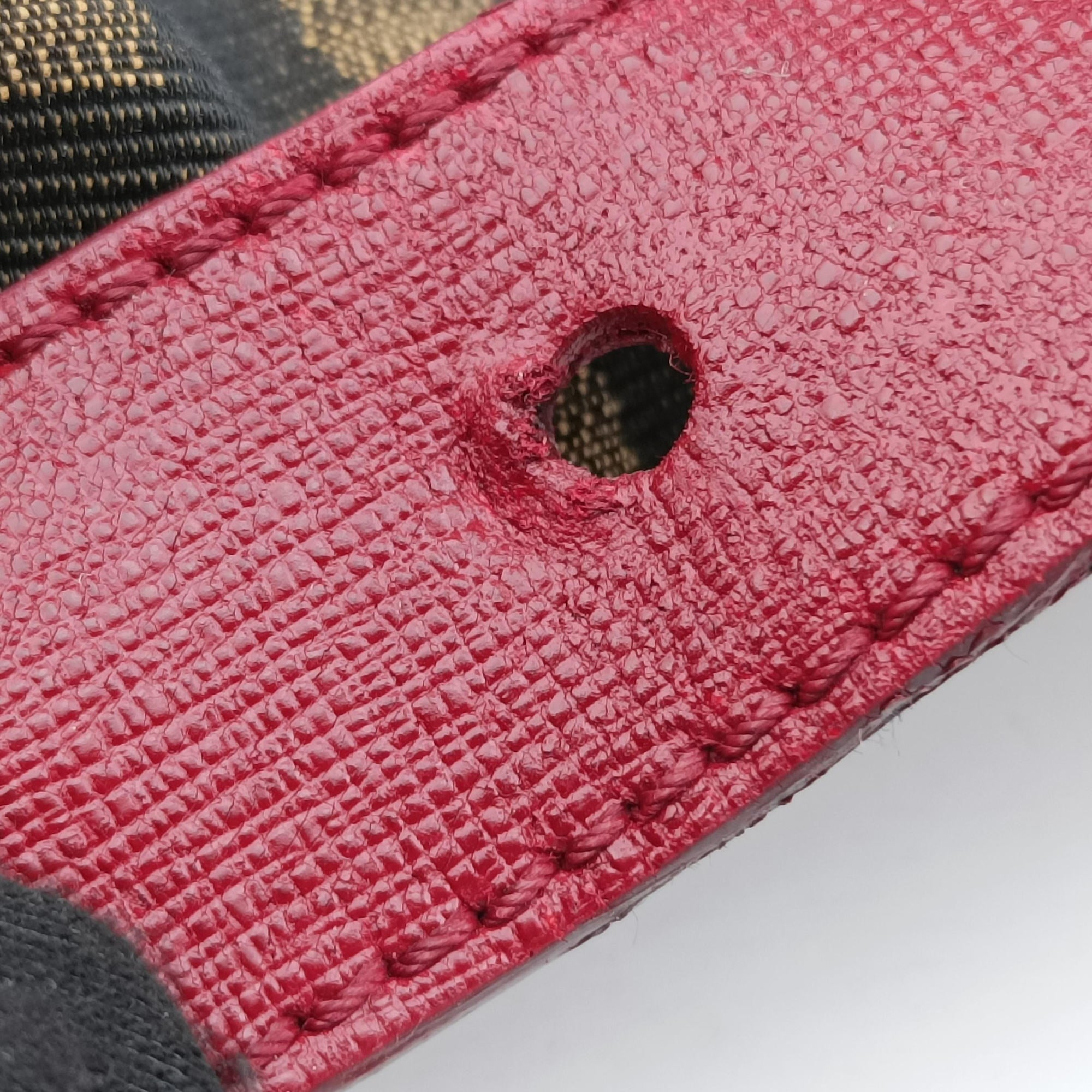 Secondhand Fendi Baguette Zucchino Brown × Red canvas×leather 8BT180 shoulderbag | stylenewstar