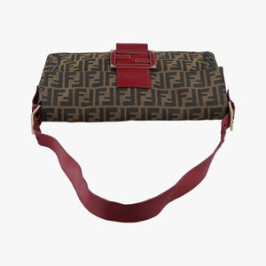 Secondhand Fendi Baguette Zucchino Brown × Red canvas×leather 8BT180 shoulderbag | stylenewstar