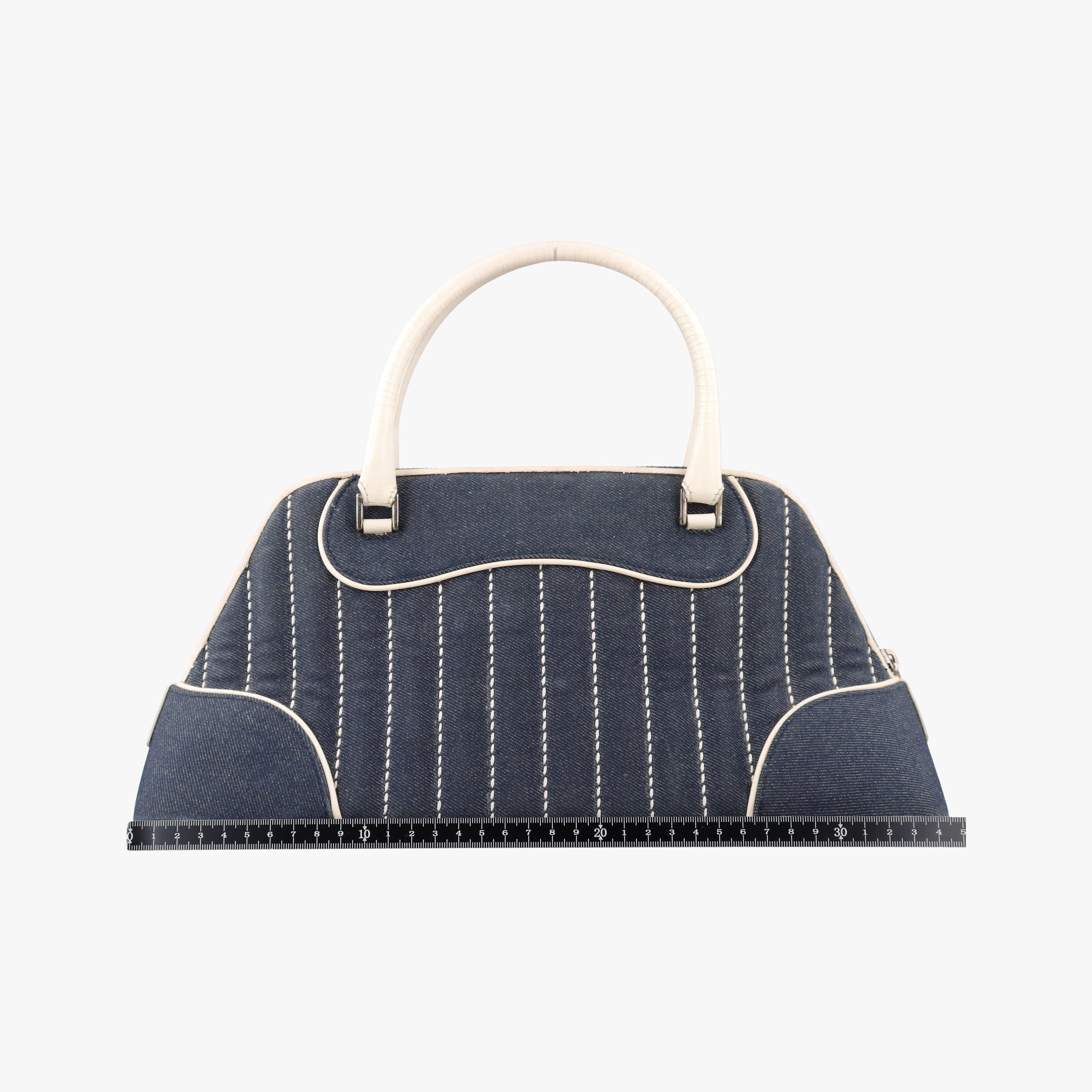 Pre-owned Christian Dior Trailer Navy x ivory Denim x Leather  handbag | stylenewstar